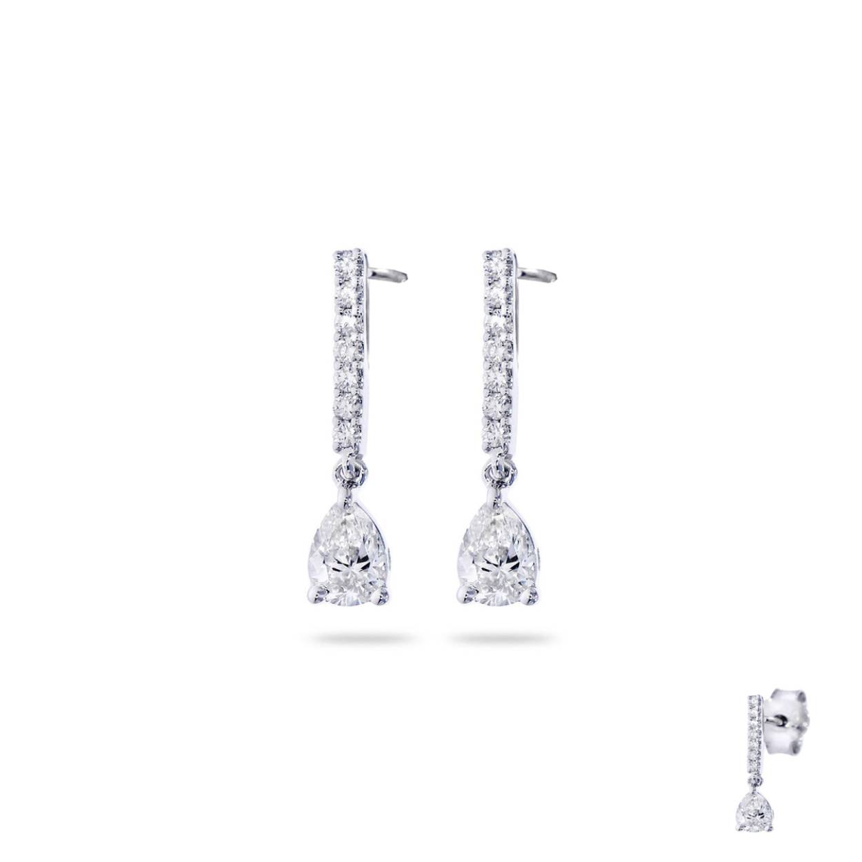 Naiomy oorhangers wit goud 18k, 16 briljanten