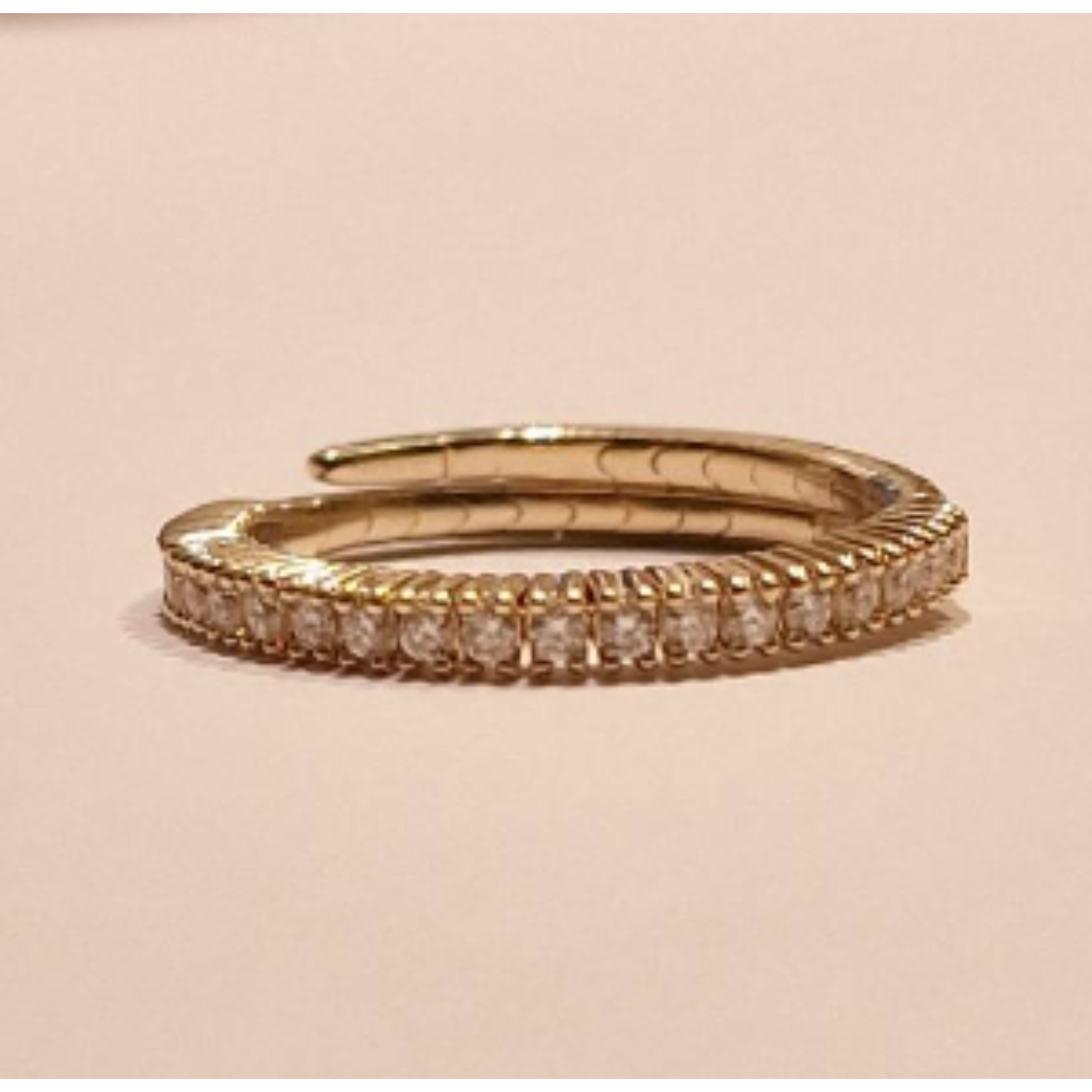14k geelgouden rijring met een flexibele scheen , die altijd past