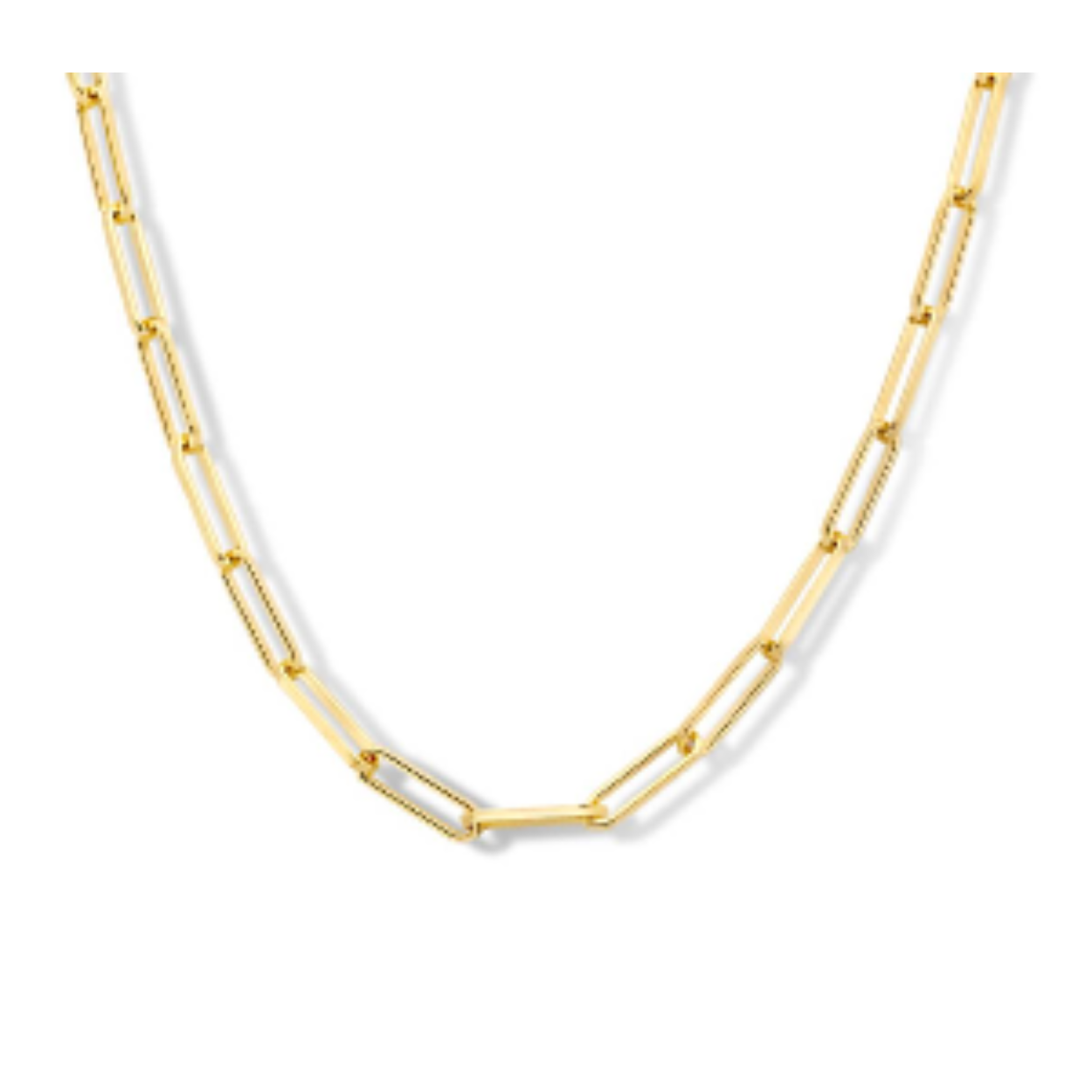 goud op zilveren paperclipcollier 41+4cm 3.0mm (3 micron)