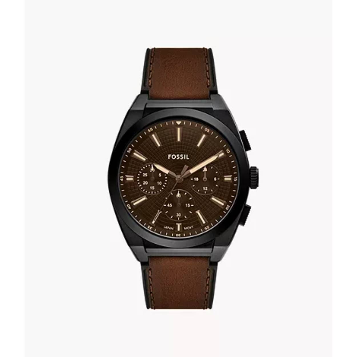 De FOSSIL HEREN HORLOGE EVERETT FS6108 is een stijlvolle polshorloge met een zwart analoog kwartshorloge en bruin lederen band. Het heeft een waterdichtheid van 5 ATM, is nikkelvrij en bevat een datumfunctie. Het roestvrijstalen zwarte kast is 44 mm, met een ronde vorm en mineraalglas. Ideaal voor dagelijks gebruik of zakelijke outfits.