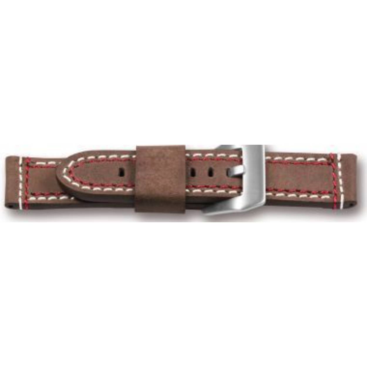 Horlogeband leder 276 bruin rood stiksel leer 22mm
