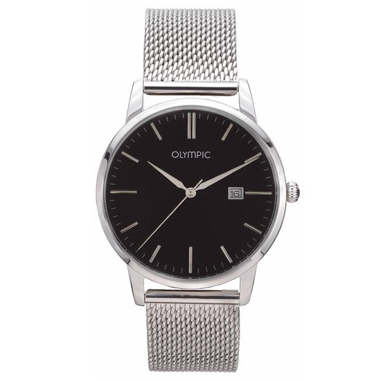 Olympic OL66HSS002 slim-line horloge. Dit slim-line horloge heeft een Milanese band, en is geschikt voor iedere mannelijke pols. Spatwaterdicht en 3 jaar fabrieksgarantie. De kast heeft een dikte van 6 mm. Een stalen kast met stalen band in combinatie met een zwarte wijzerplaat.

-ZilverkleurigDruksluitingMineraalglas
-3 ATM (Regen- & spatwaterdicht)
-3 jaarBruinFabrieksgarantie
-Stalenhorlogeband

Materiaal & afmetingen:
Materiaal glas                     Mineraalglas
Materiaal horlogeband    Staal
Materiaal horlogekast      Staal
Dikte horlogekast             7
Breedte                                20 mm
Steensoort                          Geen edelsteen

Productspecificaties:
Opties                                  Met datumaanduiding
Waterdicht                         5 ATM (Regen- & Spatwaterdicht)
Aantal alarmen                 Geen alarm
Datumaanduiding           Ja
Tijdsaanduiding                Analoog
Type horlogesluiting       Druksluiting
Uurwerk                              Quartz
