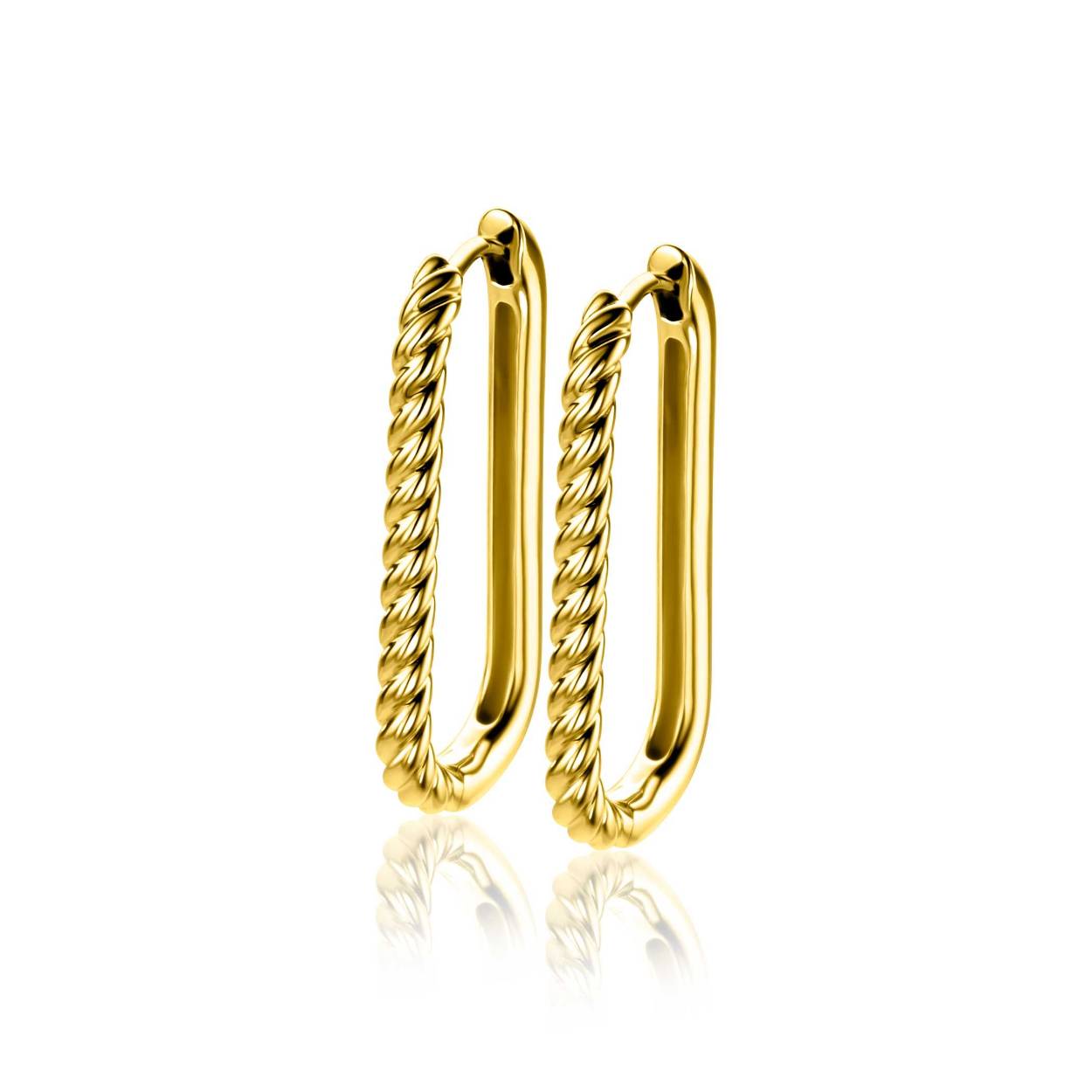 ZINZI gold plated zilveren oorringen (28x2mm) in ovale vorm met een gedraaide buis (zoals een wokkel). Met luxe en gemakkelijke klapsluiting. Vervaardigd van eerste gehalte zilver (925) en extra geel verguld.
