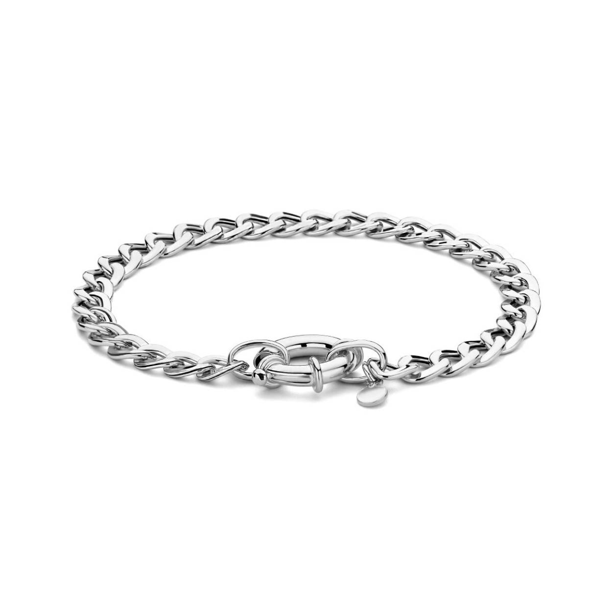 Gerhodineerd 925 zilveren armband met een gourmette schakel. De armband heeft een draaglengte van 18cm en een schakelbreedte van 6mm. Uitgevoerd met een veerslot.