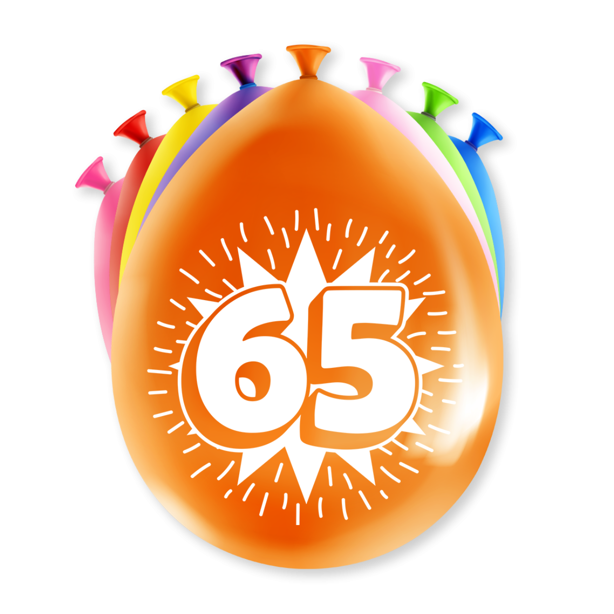 Een feestje kan niet zonder ballonnen en als u party ballonnen met 65 jaar koopt dan krijgt u deze in maar liefst 8 verschillende kleuren! De ballonnen zijn gemaakt van latex en zijn ongeveer 30 bij 30 centimeter groot.