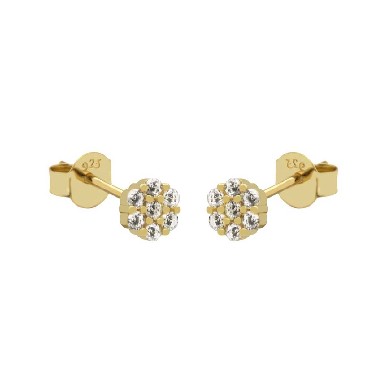 Zilveren goldplated oorstekers met zirkonia van het merk Karma. Derze oorstekers zijn leuk voor jouw  earparty .