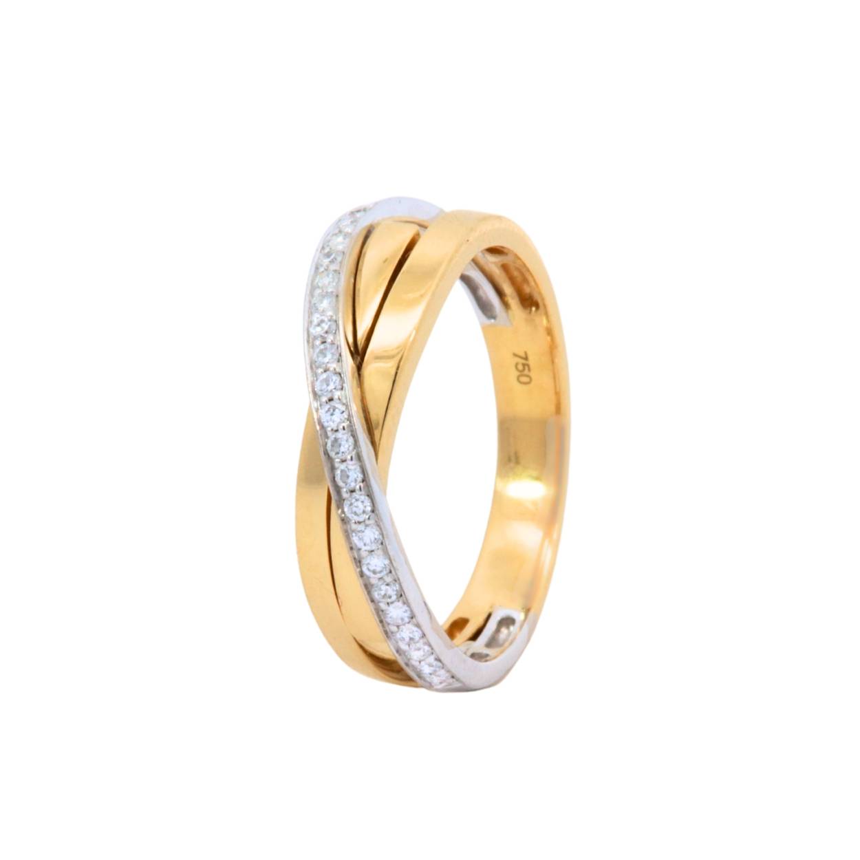 ring in 18kt bicolor goud met briljant in 0.17ct