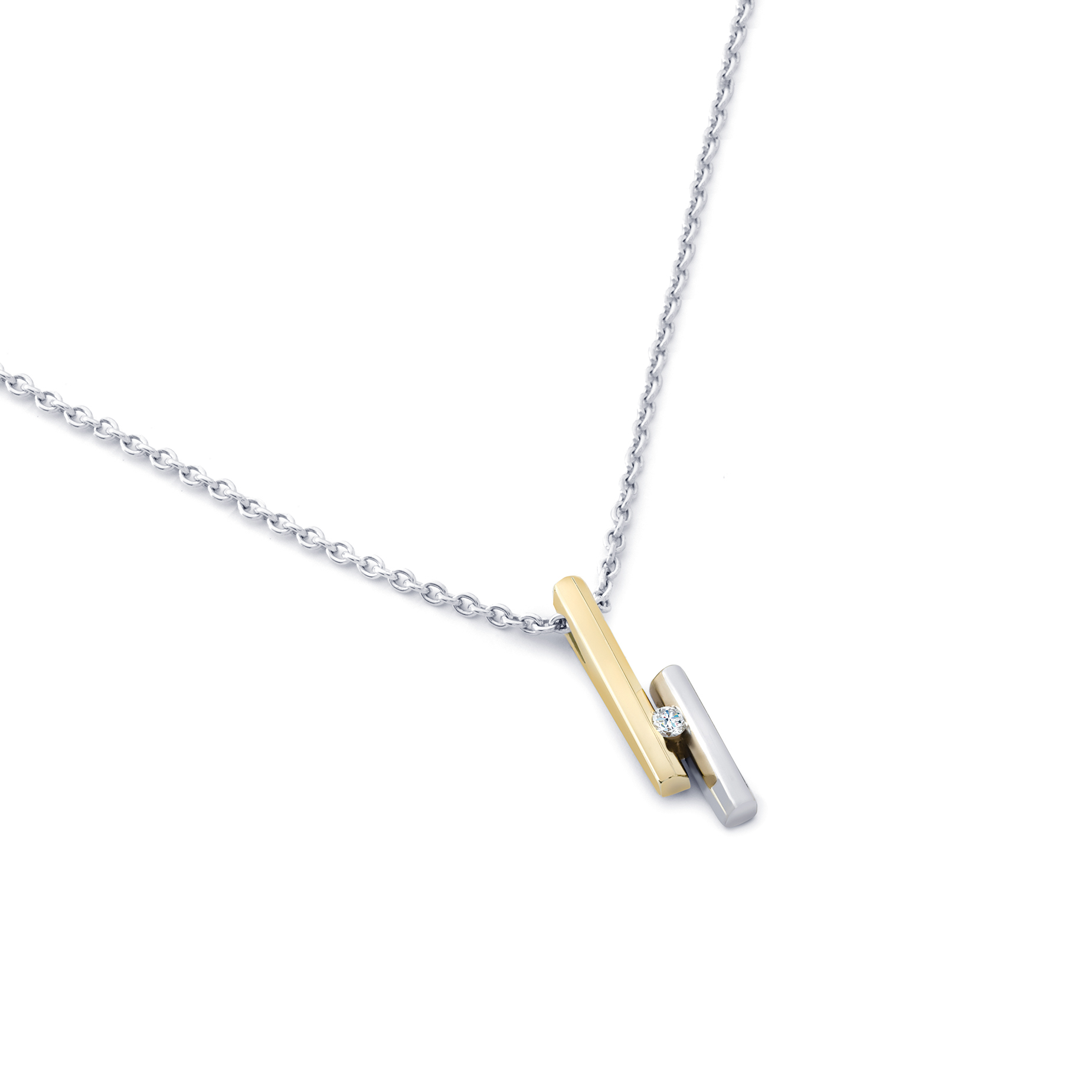 R&C bi-color geel/wit gouden hanger Penelope met briljant 0,04crt si/river (exclusief collier)