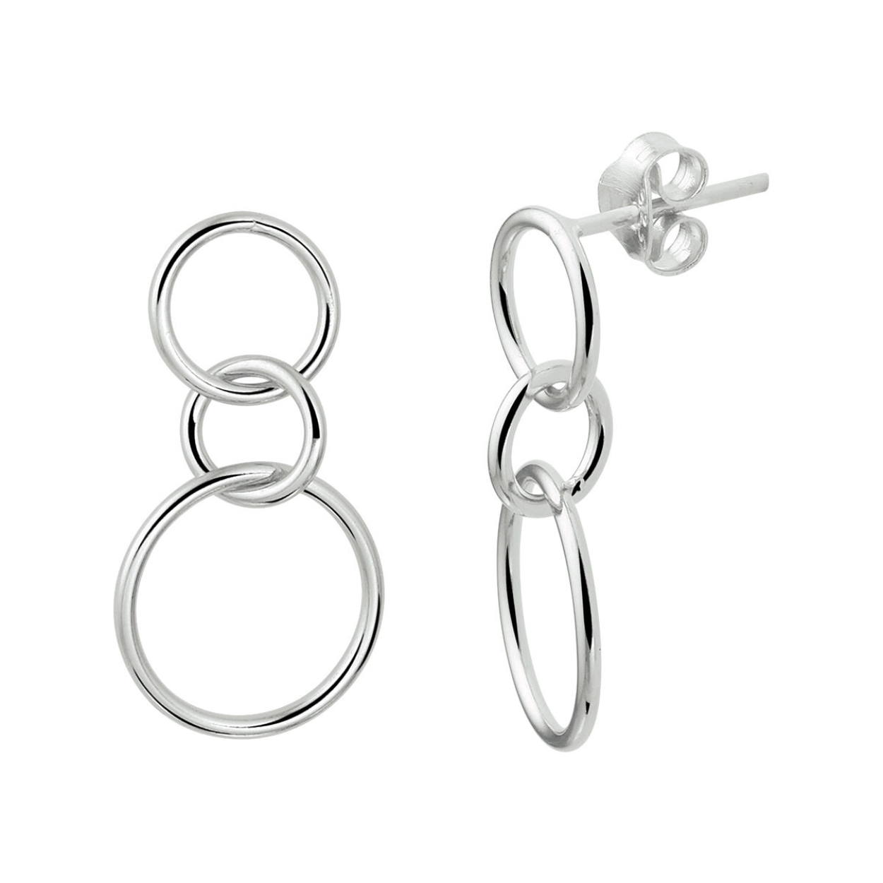 Zilver oorhangers rondjes