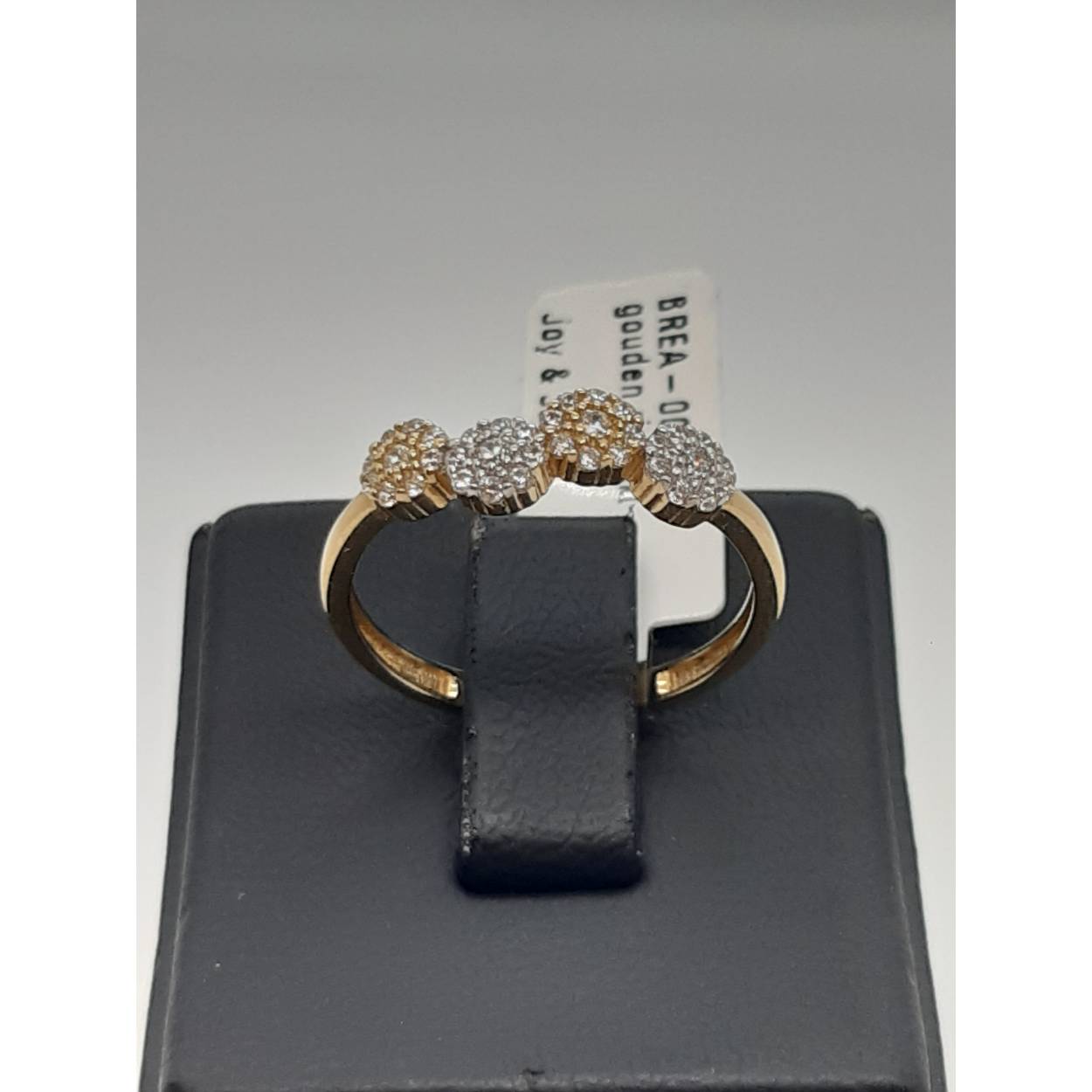 gouden ring 14kt met stenen 
bicolor 