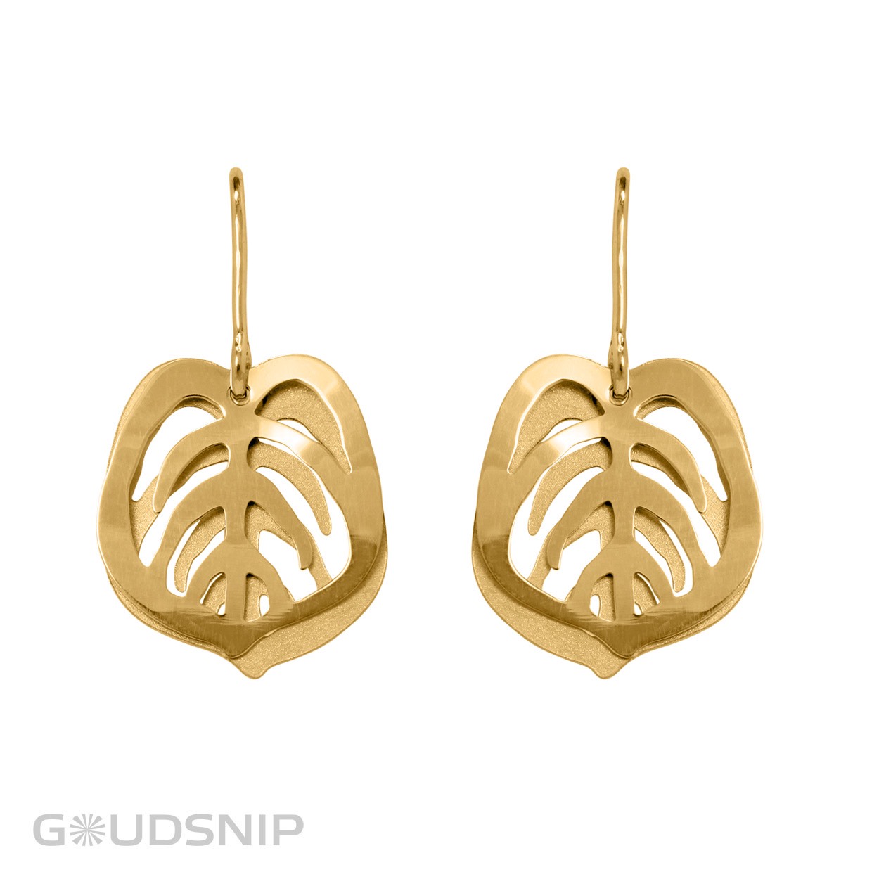 Handmade verguld zilveren oorhangers. Door de natuur geïnspireerd. Deze oorhangers zijn handgemaakt in ons atelier. Ze zijn ook verkrijgbaar in zilver.