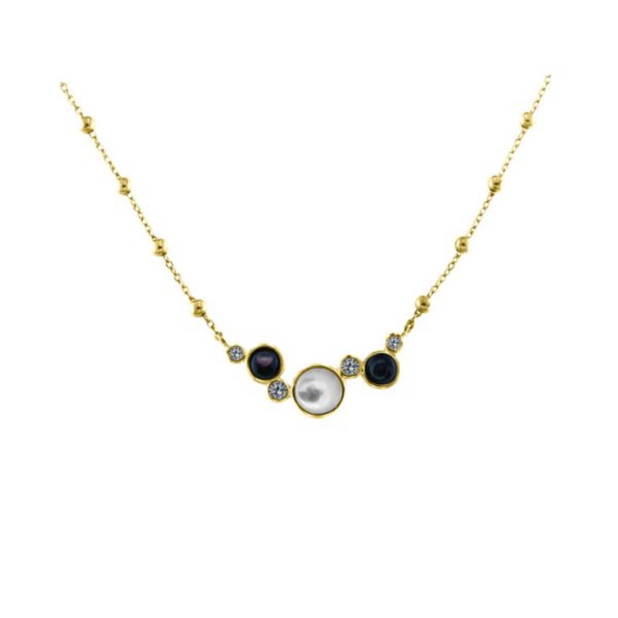 PIETRE DANZANTI BLACK & MOP MET ZIRKONIA’S .