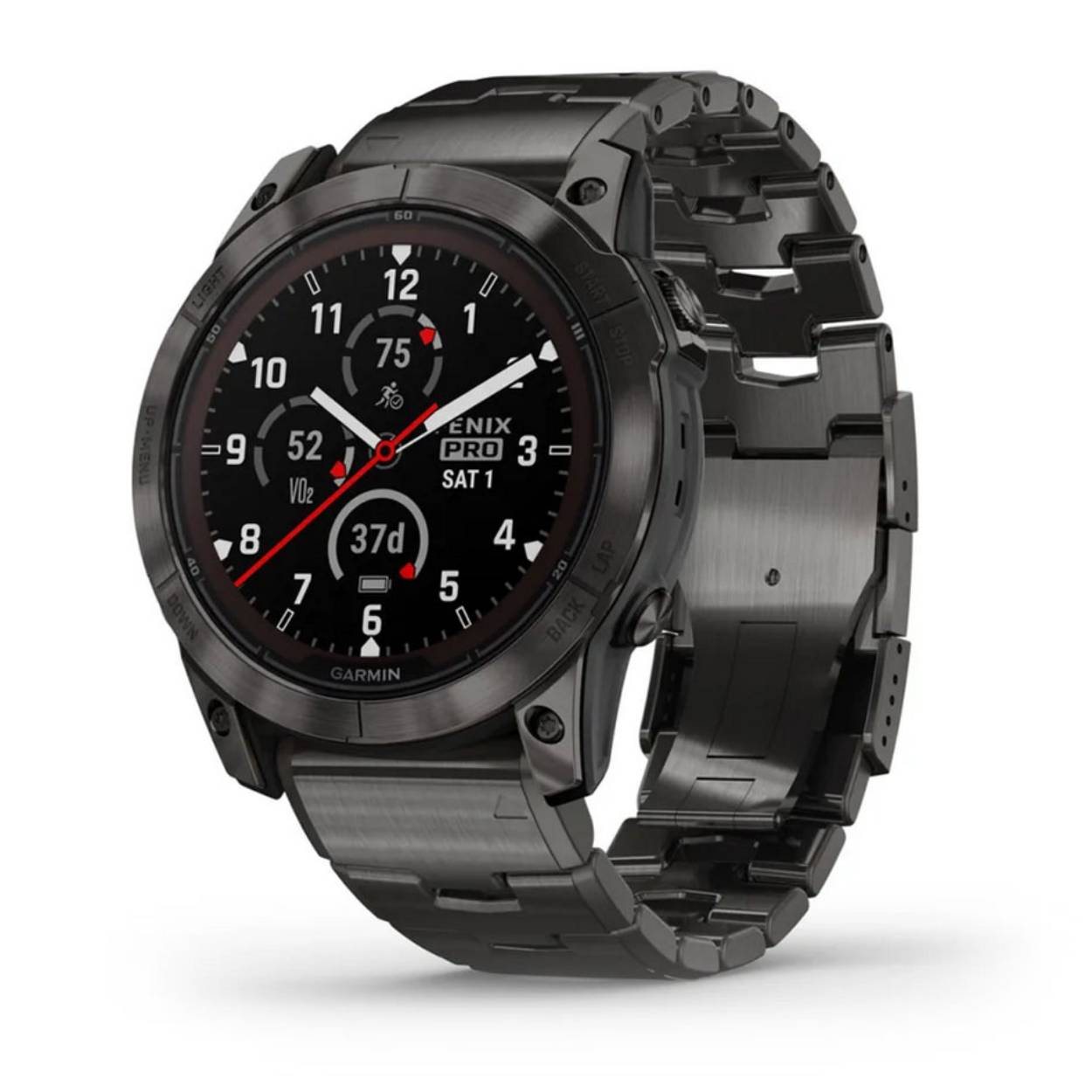 Carbon Gray titanium met Carbon Gray titanium polsband met een extra zwarte siliconen polsband