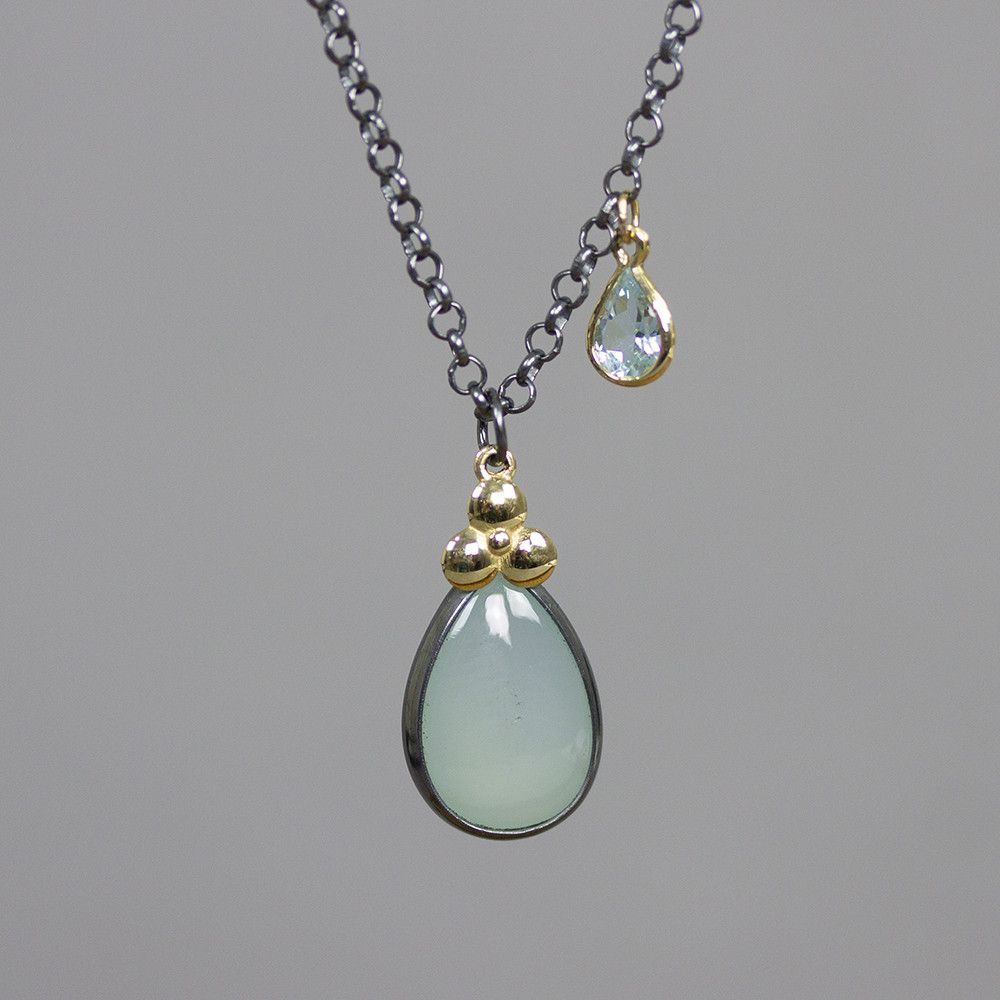 BB collier met chalcedoon en blauwe topaas