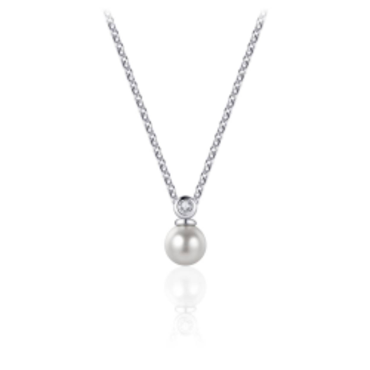 ketting zilver | parel | zirkonia