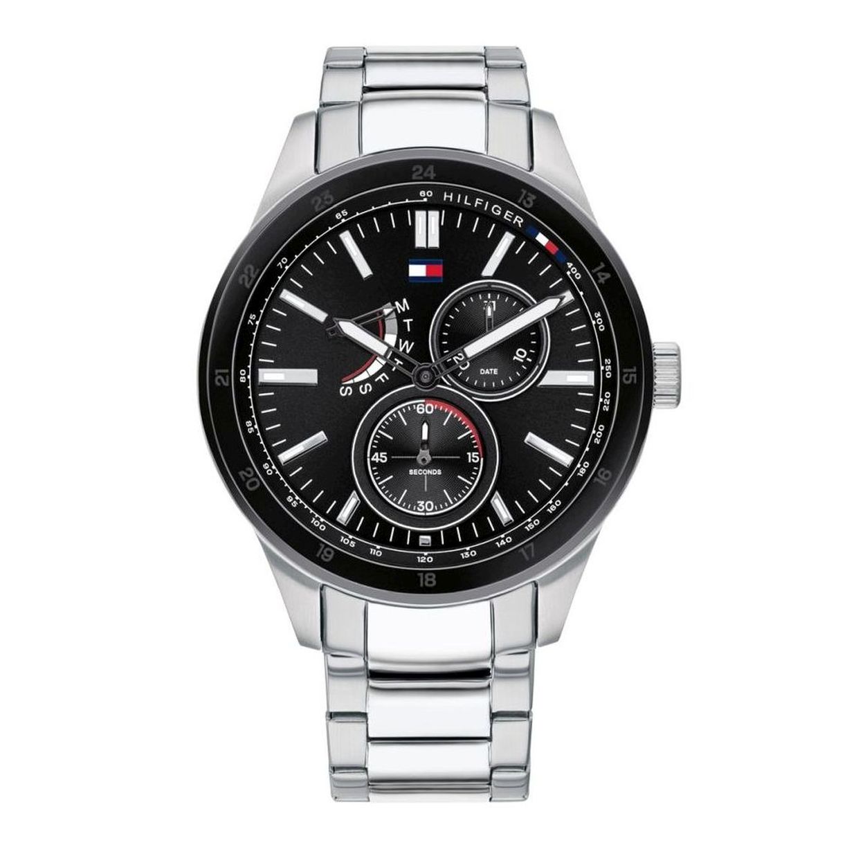 Tommy Hilfiger horloge 
Band+ kast staal zilverkleurig
Zilverkleurige bezel
Wijzerplaat blauw
Quartz uurwerk
Mineraalglas
5ATM 