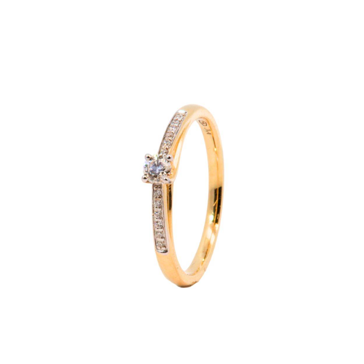 Geelgouden ring 18Kt met diamant