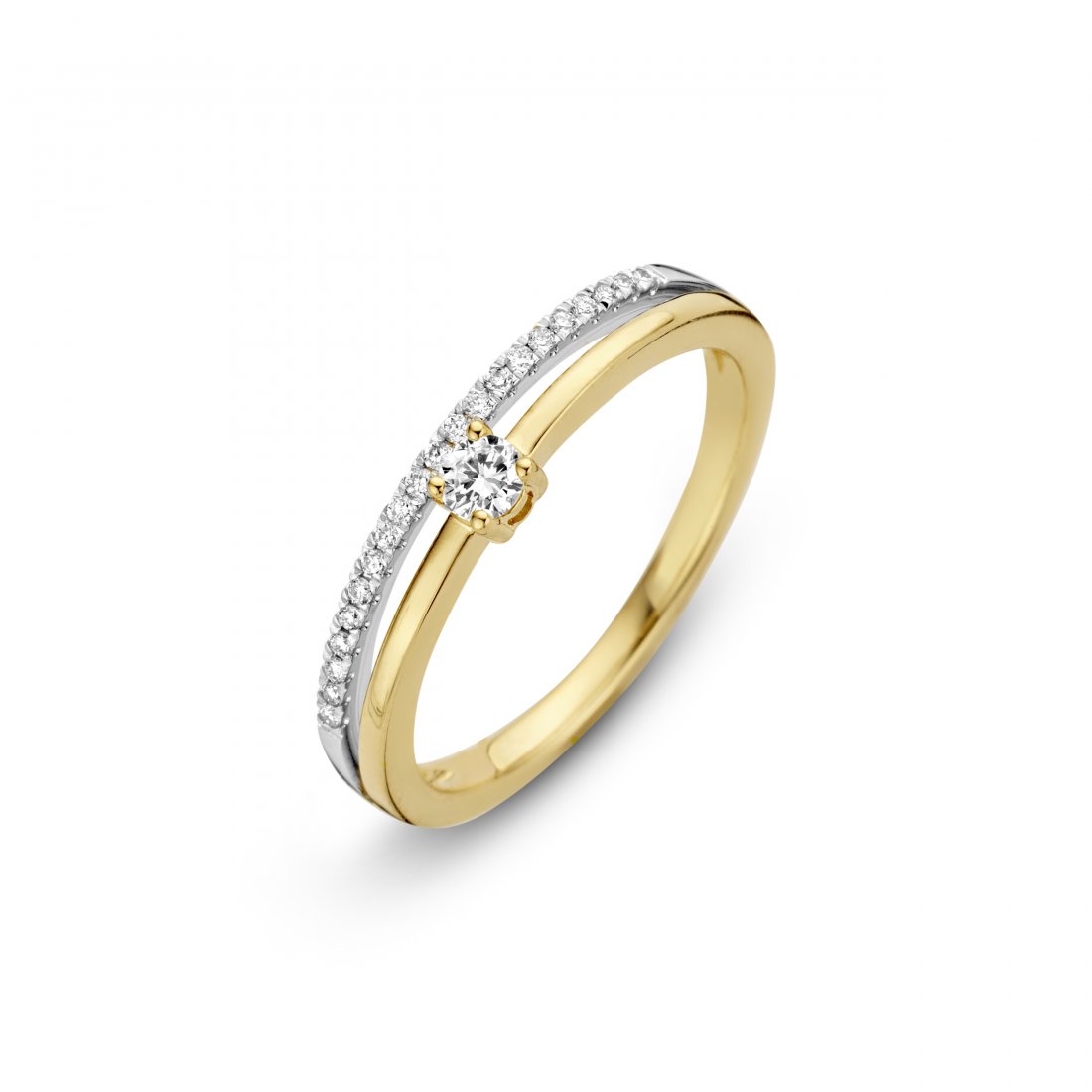 607189901 14 krt bi-color damesring met diamant