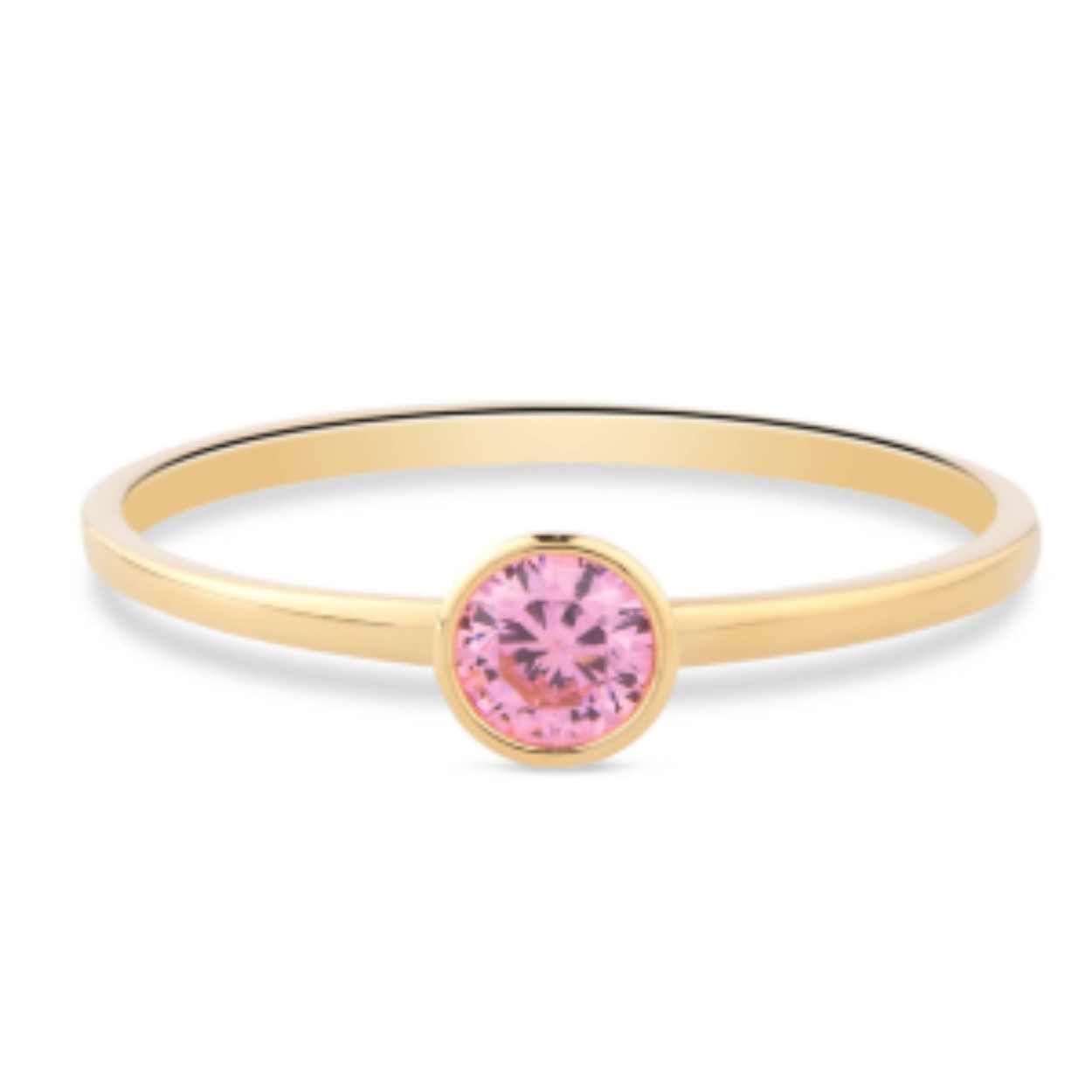 Een prachtige ring uit de Swing Jewels collectie met een ronde roze zirkonia
