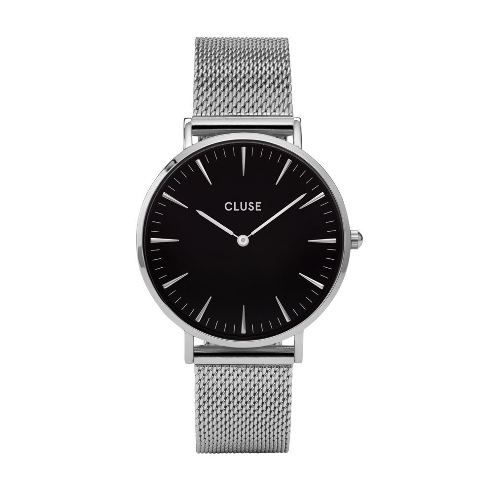 Elegantie in zwart, gecombineerd met luxe zilverkleurig. Dit horloge is gemaakt om je klassieke stijl te benadrukken. Minimalistisch en chic.

Zoals bij alle horloges in de Boho Chic-collectie kun je dit horloge aanpassen met elke 18 mm CLUSE horlogebandje.