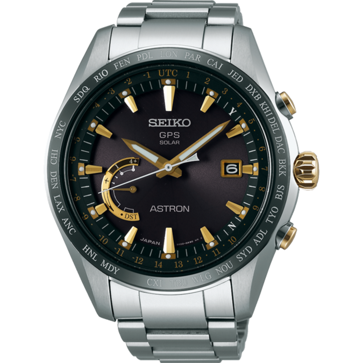 Met een druk op de knop en uitsluitend gebruik makend van door licht opgewekte energie, kan een Astron GPS Solar horloge contact leggen met 4 of meer satellieten, de tijdzone identificeren en de wijzers boven de wijzerplaat op de juiste lokale tijd zetten. Met een maximale afwijking van 1 seconde per 100.000 jaar.