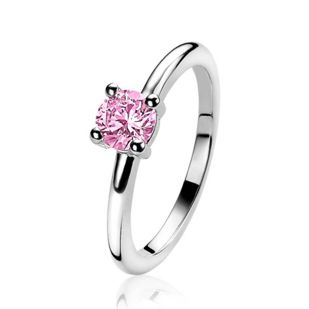 ZINZI Ring Zilver Roze Zirkonia
