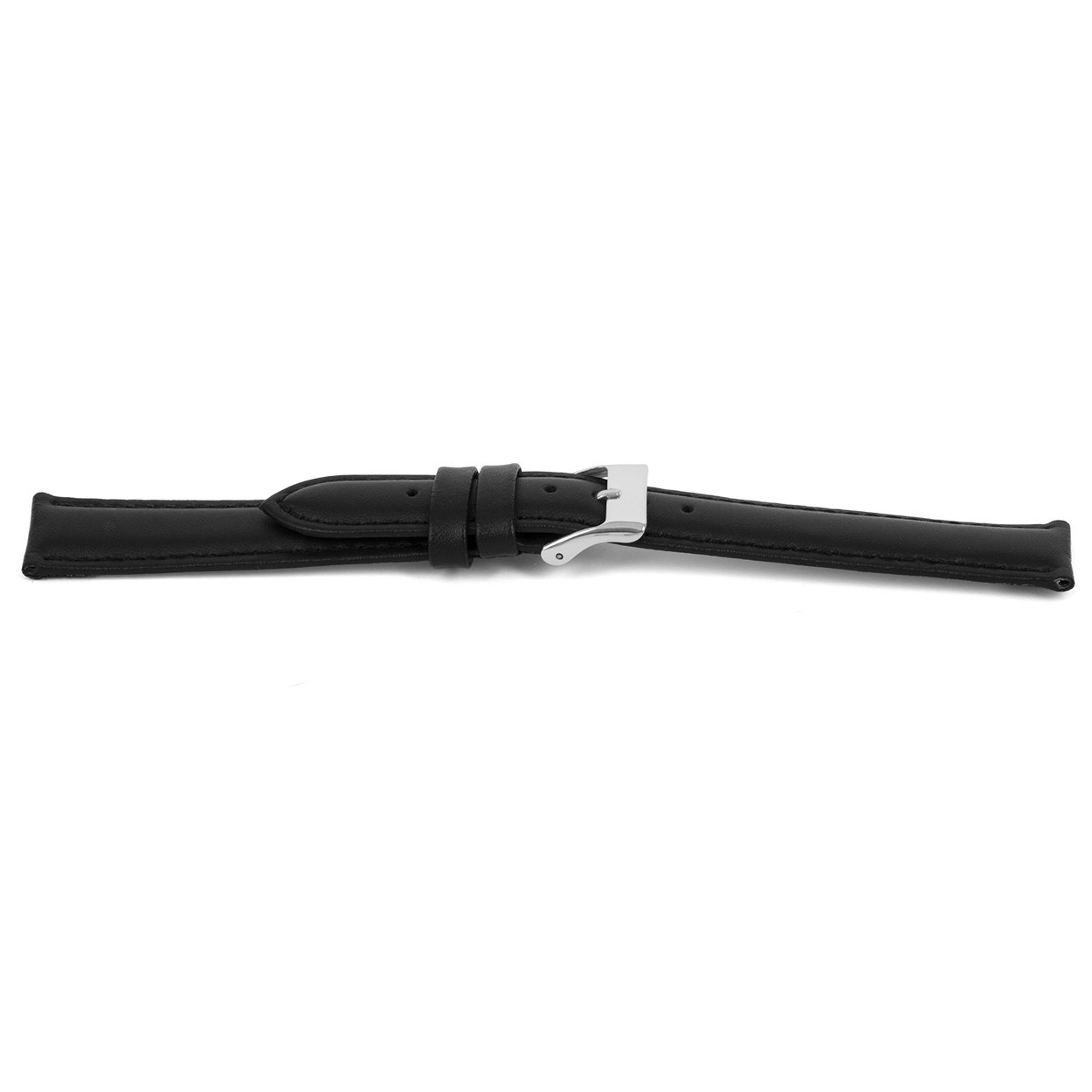 Zwart lederen horlogeband licht gevuld met zilverkleurig edelstalen gesp.
Kleur band: Zwart
Band dikte: 4.5 – 3.6 mm
Band lengte: 85/125mm
Band breedte: 16x14mm
Gesp: Edelstaal
Bekleding binnenband: Beige leder
Gestikt: Ja, dezelfde kleur alsde band.
Pushpin: Exclusief
Hypo allergisch: Ja
EAN: 4780263012168