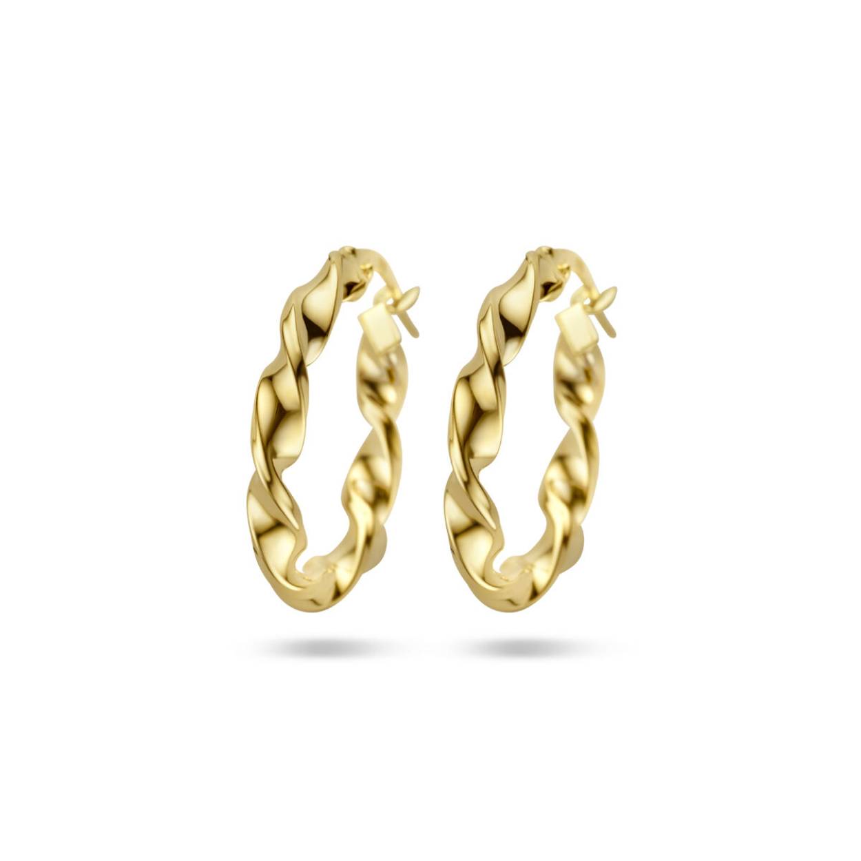 14k Geelgouden oorringen met een dikte van 3mm.