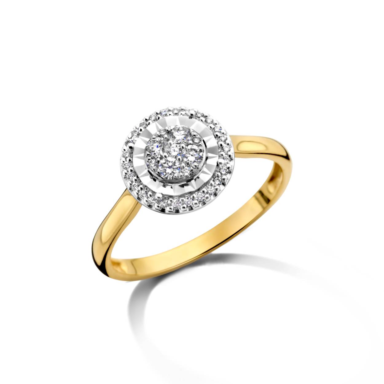 Ring geel goud 18kt met diamanten.