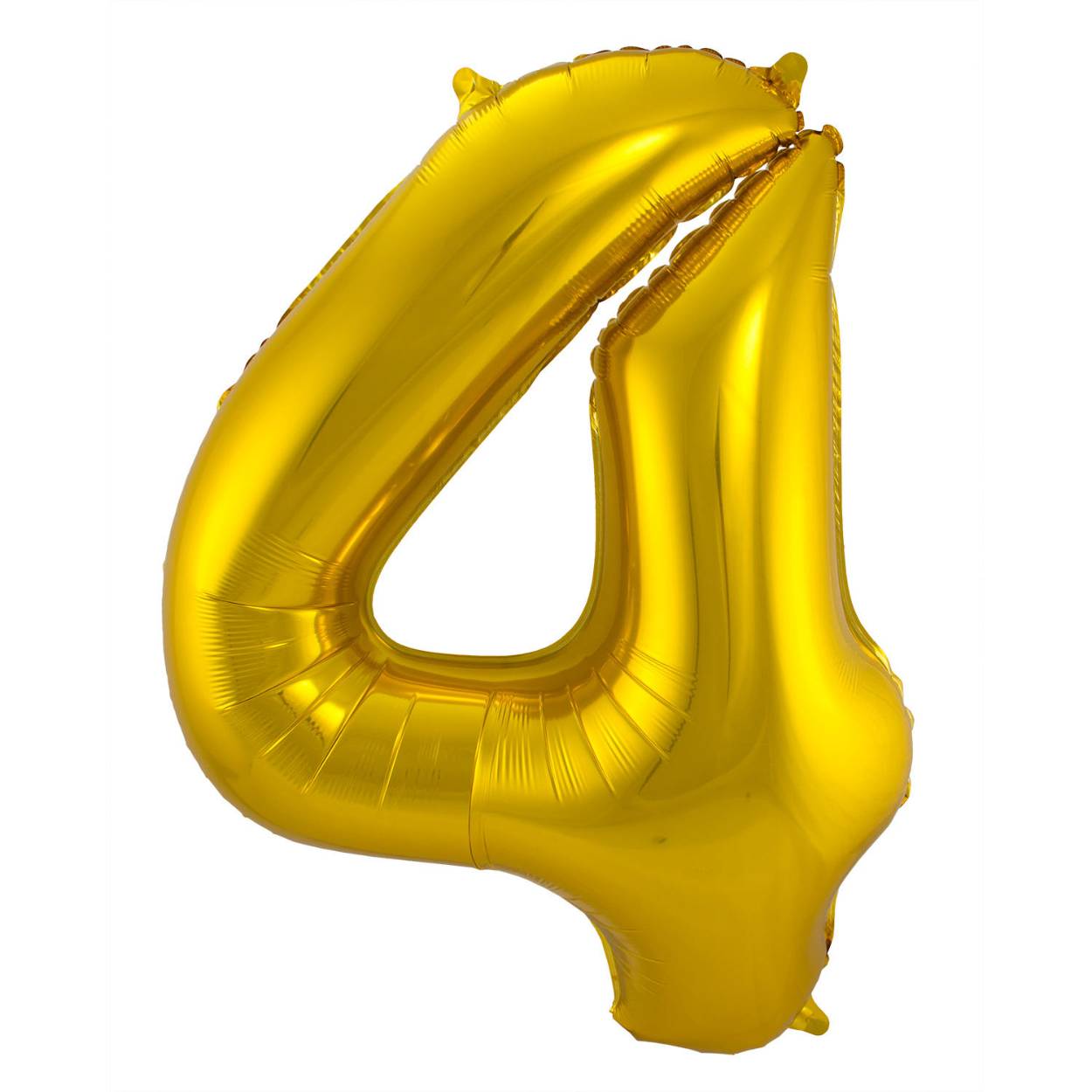 Gouden Folieballon Cijfer 4 - 86 cm. Inhoud: 1 folieballon. Kleur: Goudkleurig. Bijvoorbeeld te gebruiken tijdens de volgende feestgelegenheid/feestgelegenheden: Verjaardag, Jubileum en Kinderfeestje. Deze folieballon is 34 inch/86 cm. Het artikel is gemaakt van folie.