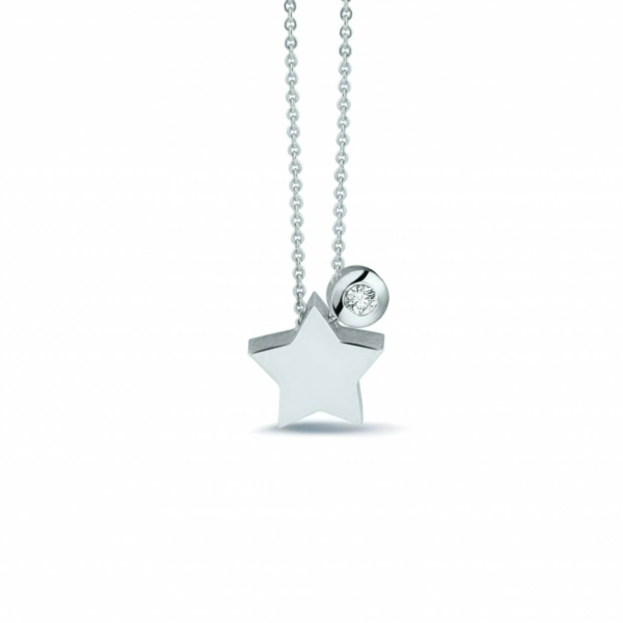 Zilveren ashanger ster 702S +707S zirkonia inclusier collier 