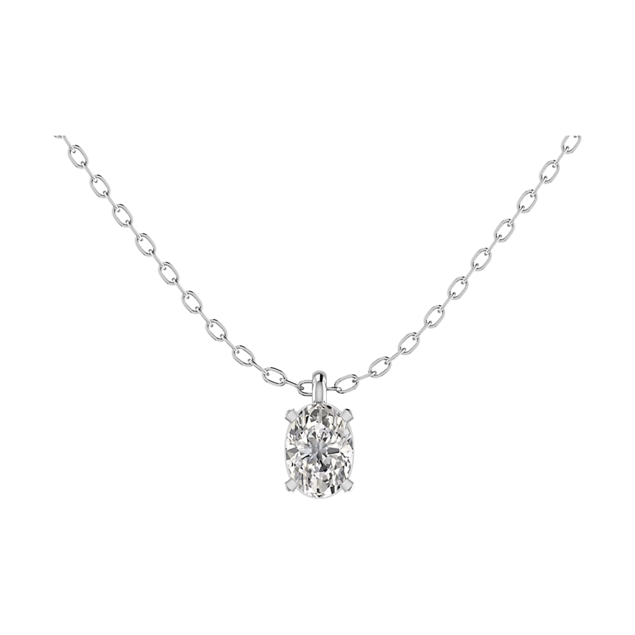 14k witgouden ketting met een ovaal lab lab grown diamant van 0.50 caraat/D kleur/ VS 1. 