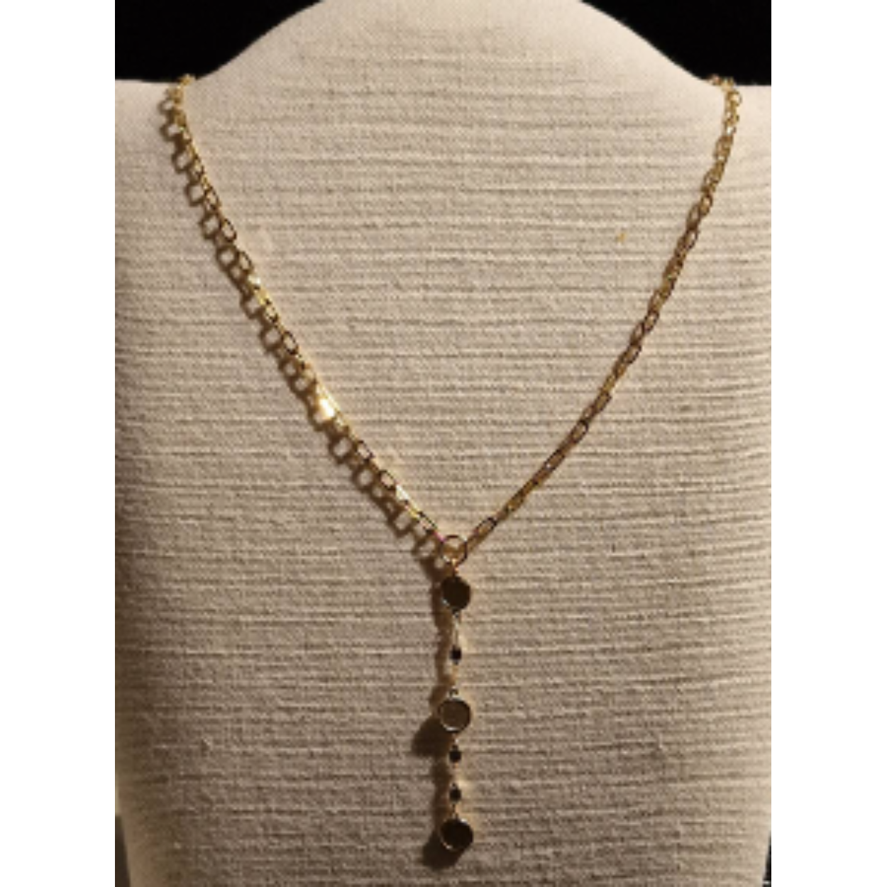 14k geelgouden Y-collier met 3 schijven