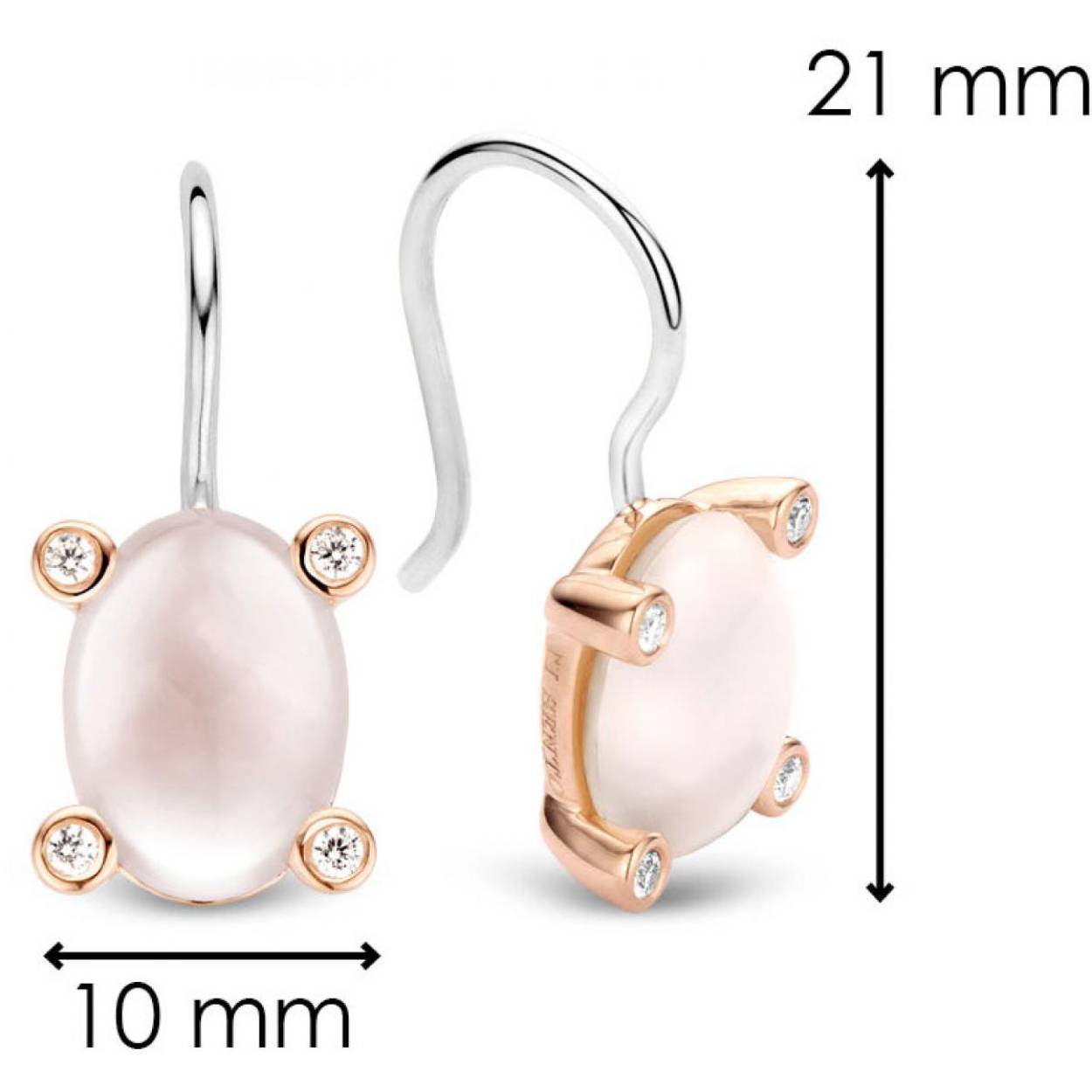 Ti Sento oorhanger zilver 7753MW met wii rose steen