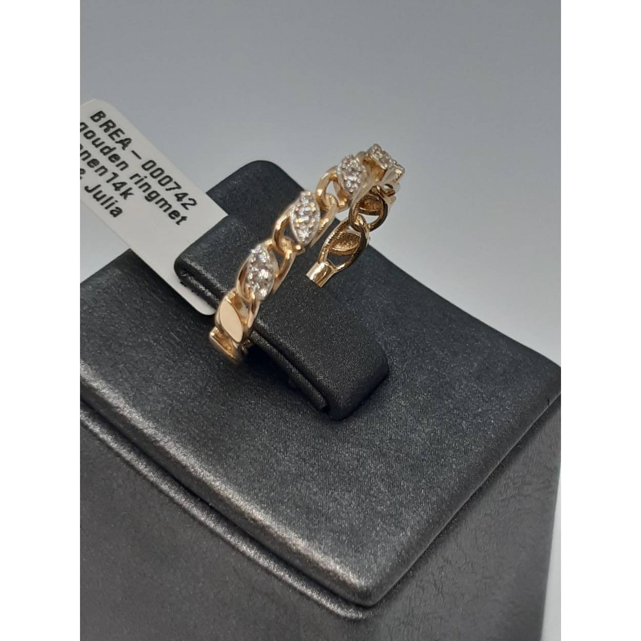 gouden ring met stenen14k bicolor