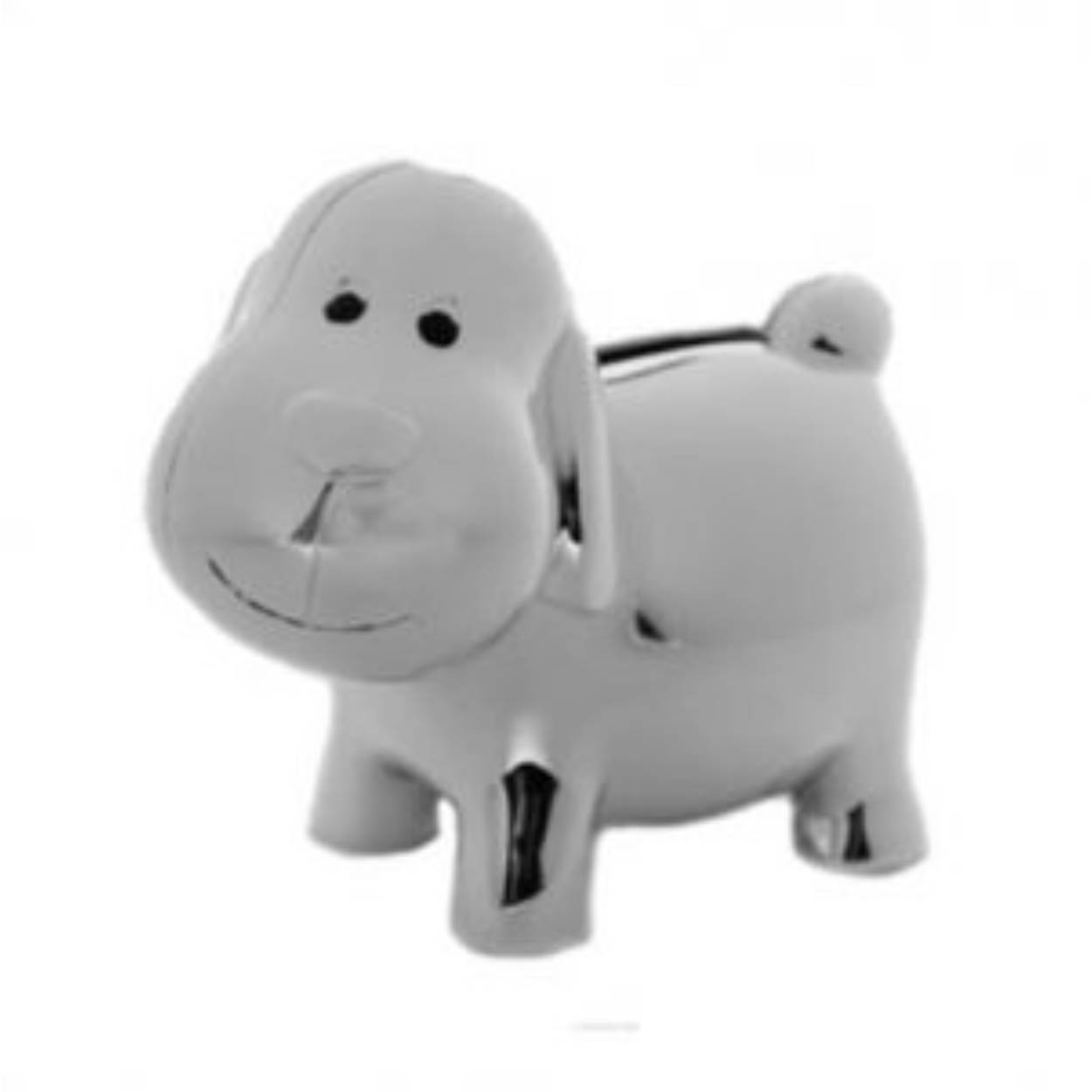 Verzilverde spaarpot hondje