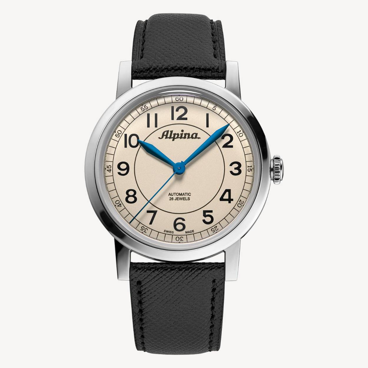 De Alpina Heritage Automatic brengt op indrukwekkende wijze de charme van de jaren 20 en 30 terug. Met zijn klassieke design, een 38 mm roestvrijstalen kast, Dauphin-wijzers en een elegante leren band met gesp, belichaamt hij vintage stijl in zijn mooiste vorm.