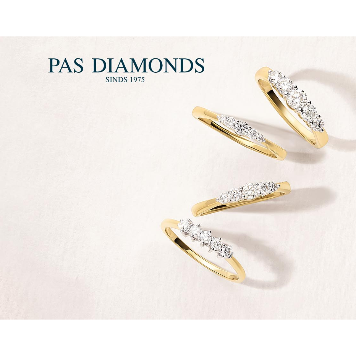 Pas Diamonds 14krt  bi-color gouden ring diamant. In deze ring zit totaal 0.21crt HSI diamant gezet. 1x0.09/0.08/0.04 crt HSI