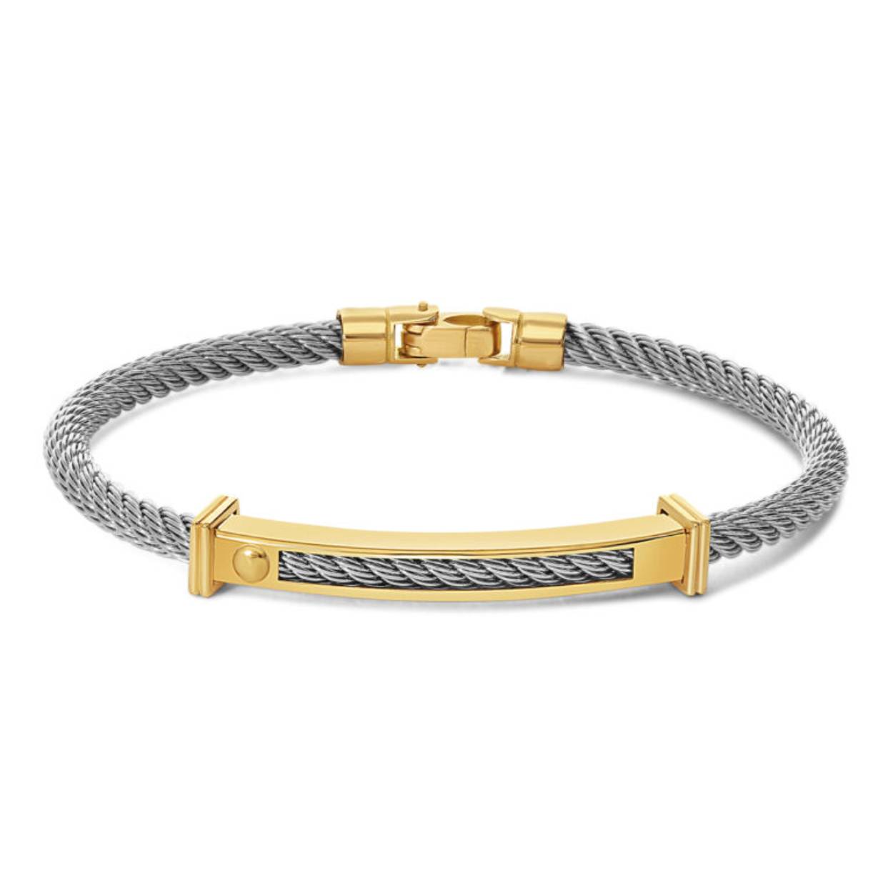 Ontdek de moderne elegantie van de Bespoke JH Brummer Geel Gouden Heren Armband. Vervaardigd met een unieke combinatie van geel goud en staal, straalt deze armband stijl en verfijning uit, perfect voor elke gelegenheid.