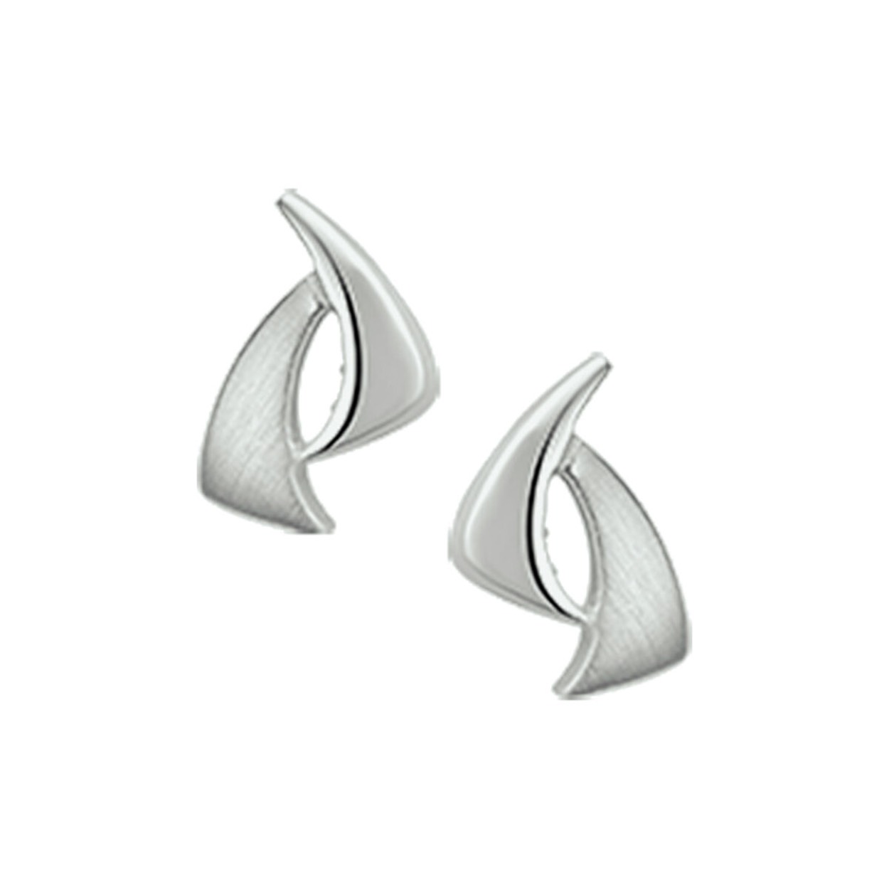 Huiscollectie zilveren oorknoppen met een gepolijste en matte afwerking. Afmeting van 8.8x5.8mm.