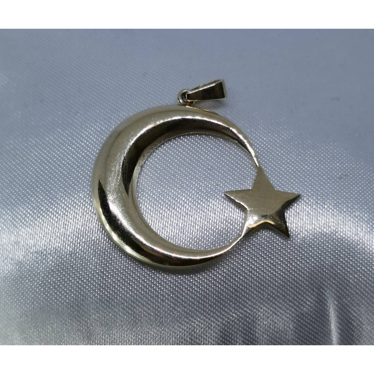 14 karaat geel gouden Turkse vlag hanger glad.