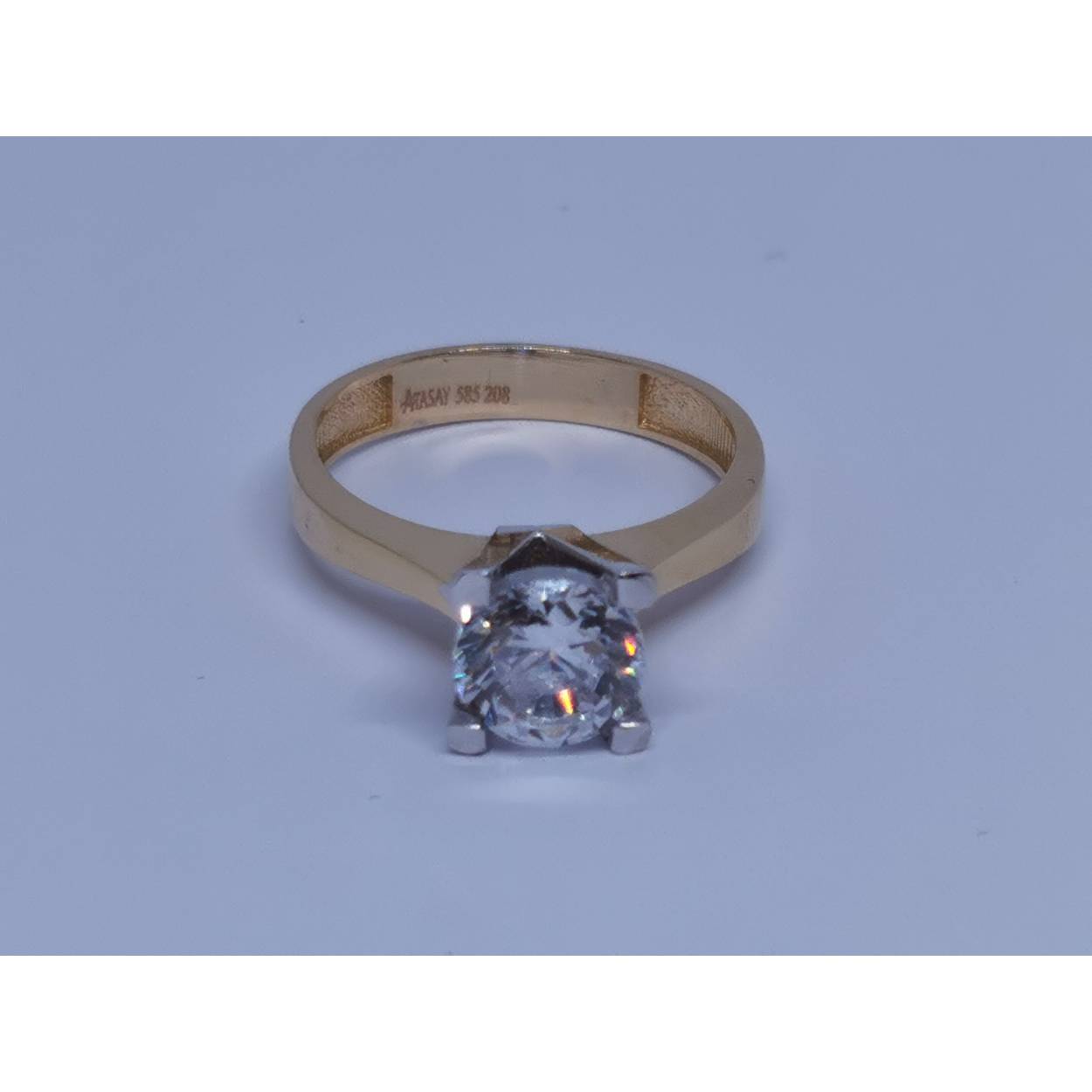 14 Karaat bi-color solitair ring zirkonia