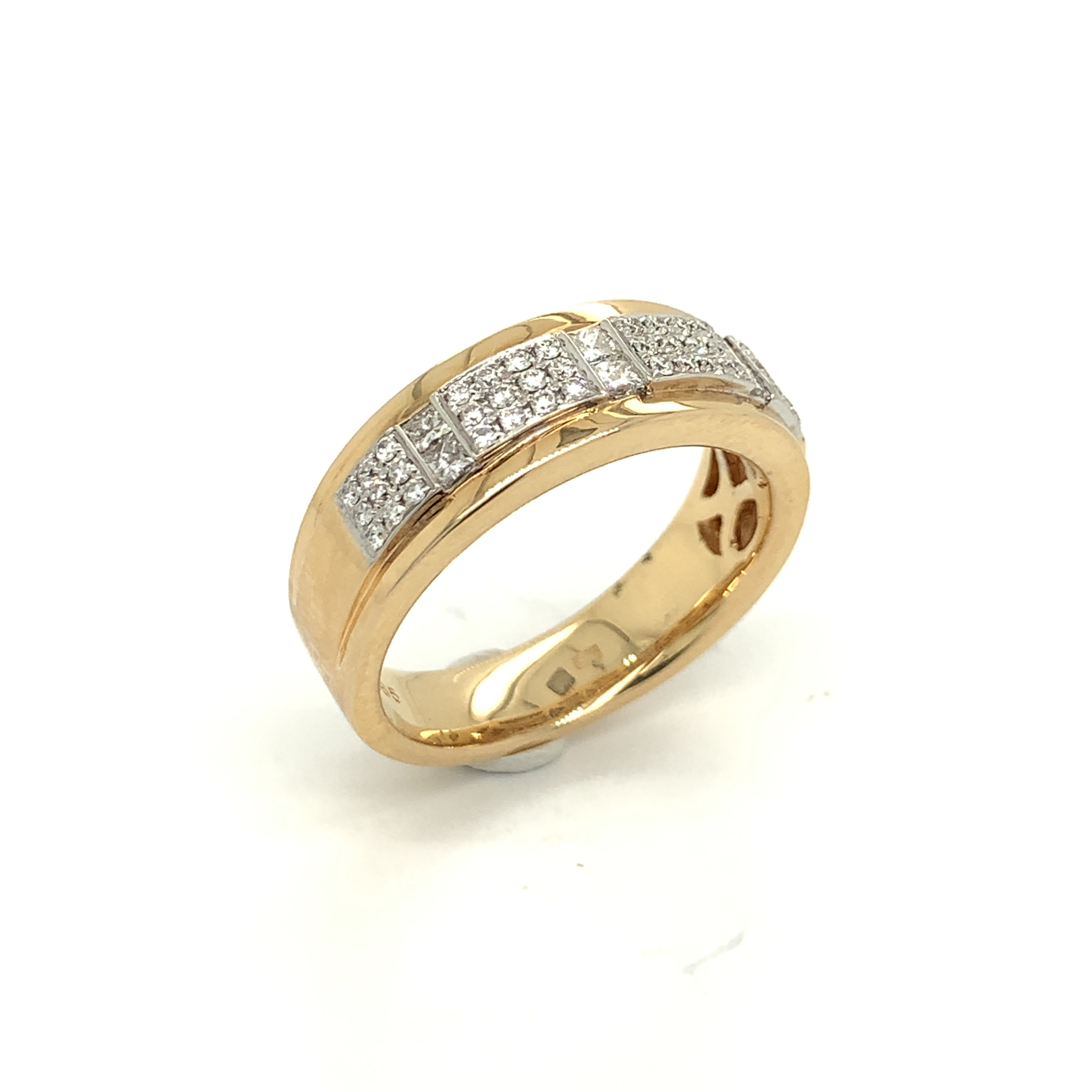Gouden 14krt ring met briljant 0.48crt maat18