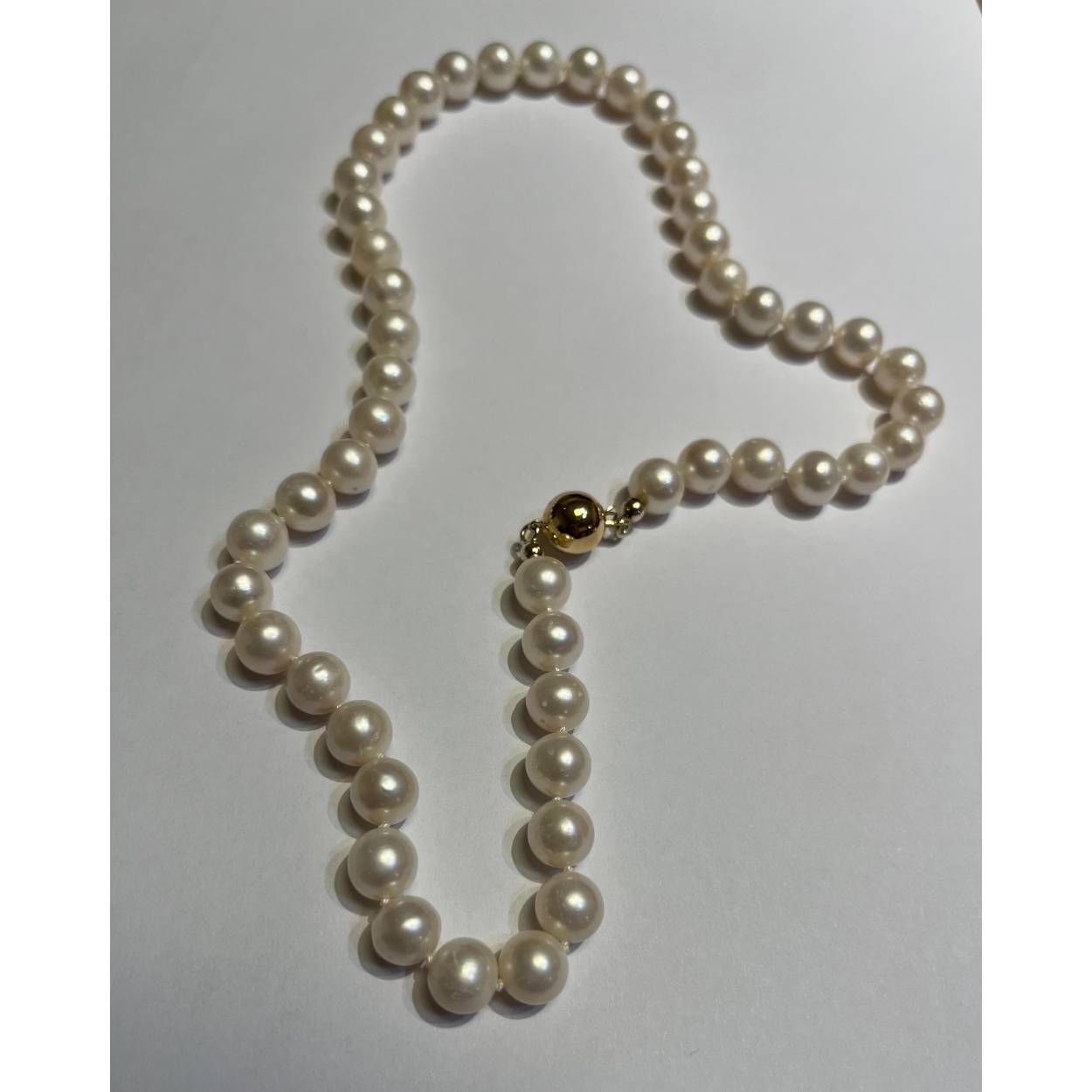 Zoetwaterparel collier 8 mm goud bolsluiting