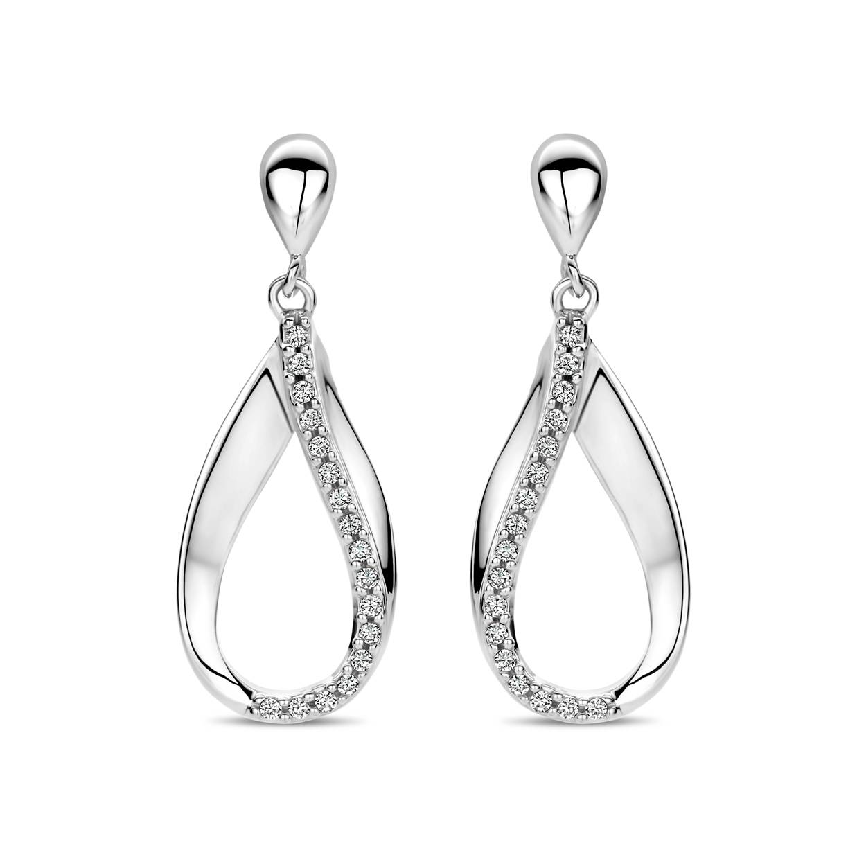 zilveren oorhangers met zirkonia van Rosa di Luca