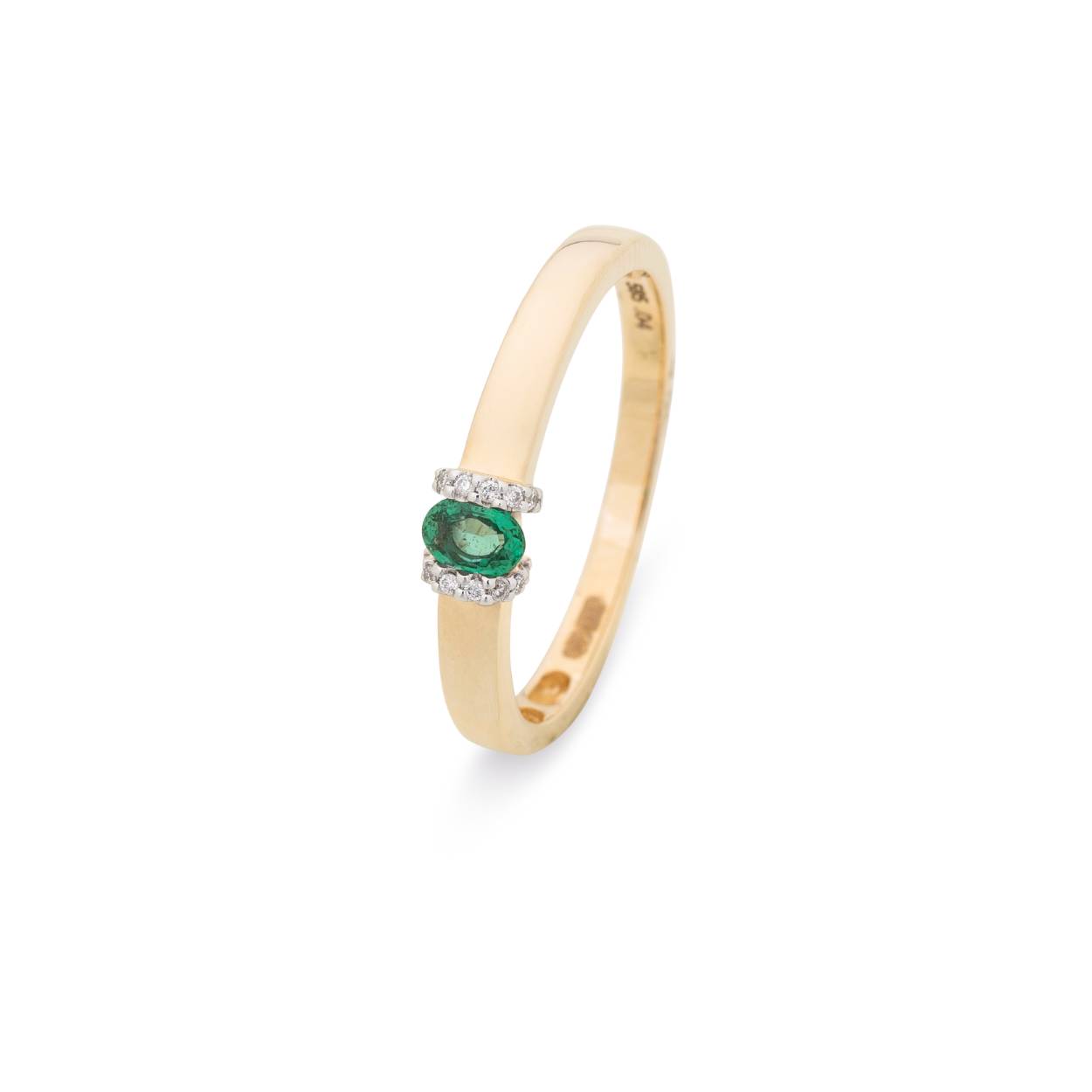 14k gouden diamanten ring met smaragd