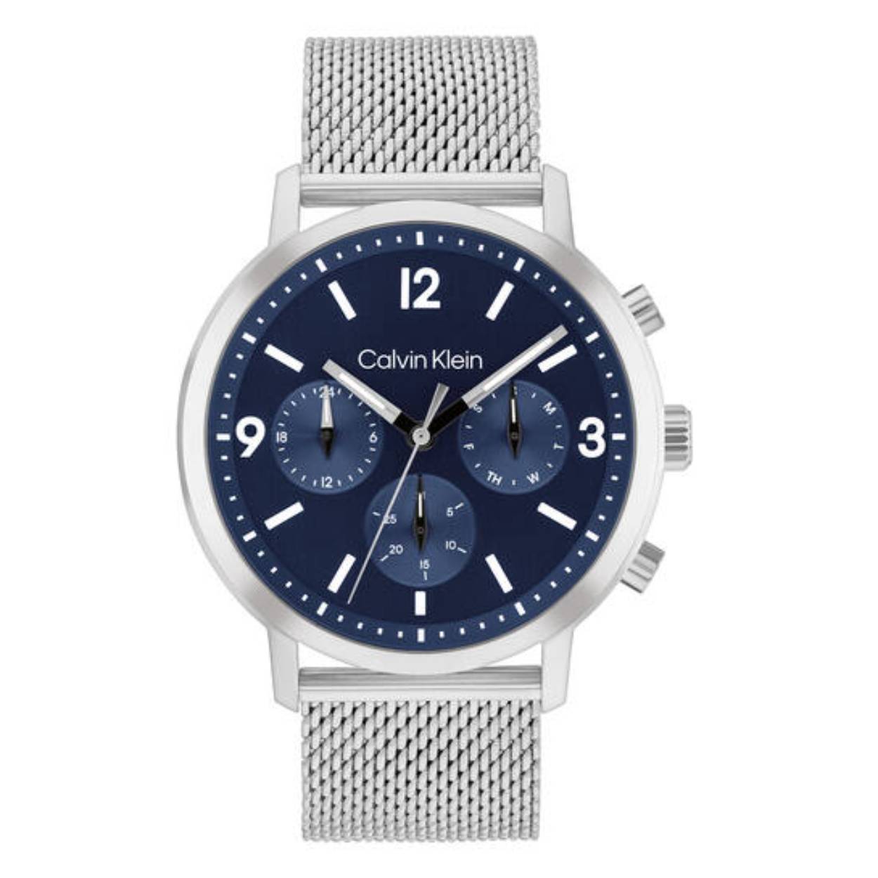 Dit Calvin Klein horloge behoort tot de Gauge collectie.
Referentienummer: 25200438

Dit Calvin Klein horloge heeft een stalen kast en milanese band. De blauwe wijzerplaat is duidelijk afleesbaar door de witte indexen. De zwarte wijzers zijn afgewerkt met lumibrite, dat deze ook in het donker extra goed afleesbaar maakt. Het horloge heeft mineraalglas en is waterbestendig tot 3atm.