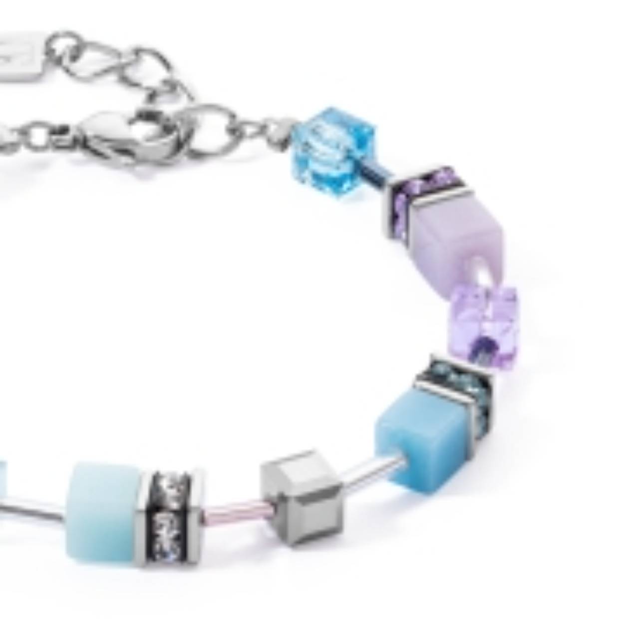 2838/30-2026 Coeur de Lion armband Aqua-Lila; Synthetisch tijgeroog, Swarovski kristal, glas en Strass.