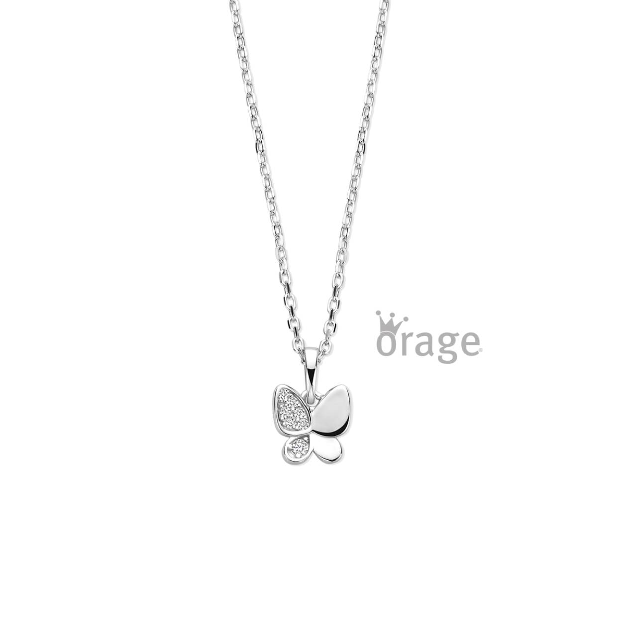 Orage ketting zilver vlinder met zirkonia steentjes
