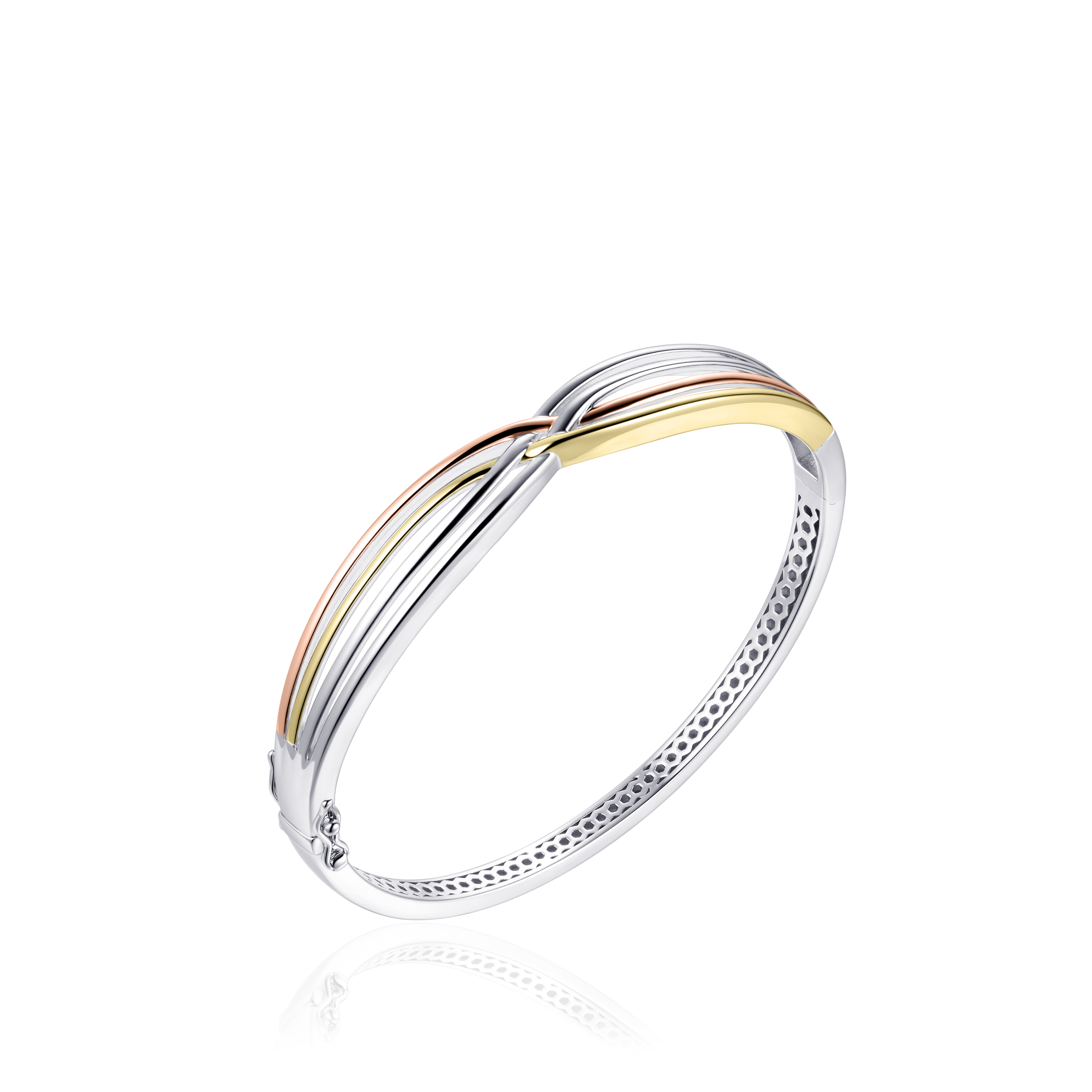 Zilver vergulde tricolor bangle armband
